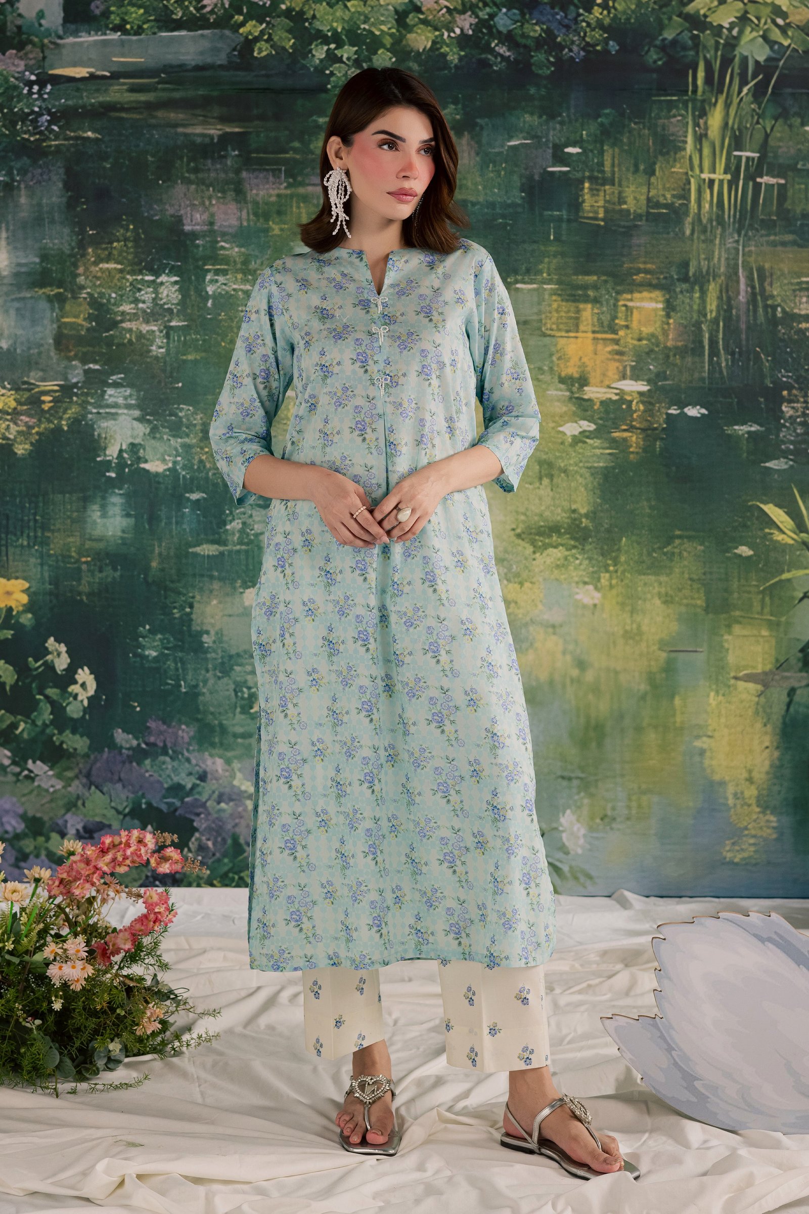Bluey 2Pc - Printed Lawn Dress BATIKSS26 BATIK XS / Blue / Lawn-S / Blue / Lawn-M / Blue / Lawn-L / Blue / Lawn-XL / Blue / Lawn
