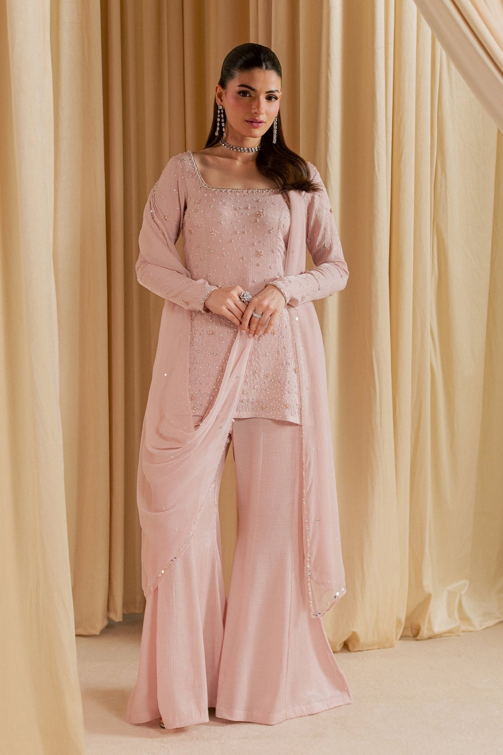 Blush Mia 3Pc - Festive Luxe Pret STUDIOLUXEAUG26 BATIK S / Peach / Velora Silk