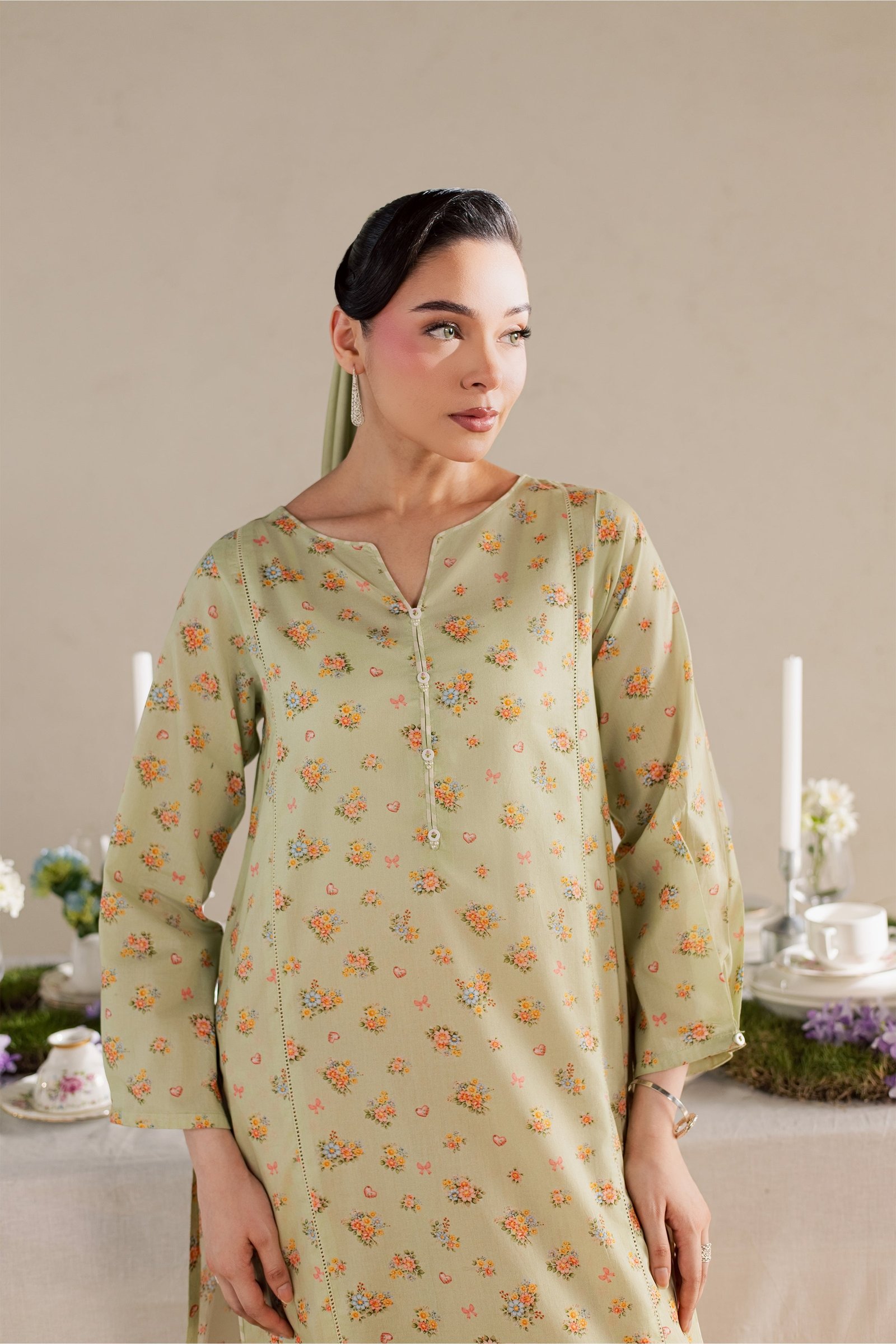 Brian 2Pc - Printed Lawn Dress BATIKSS26 BATIK XS / Green / Lawn-S / Green / Lawn-M / Green / Lawn-L / Green / Lawn-XL / Green / Lawn