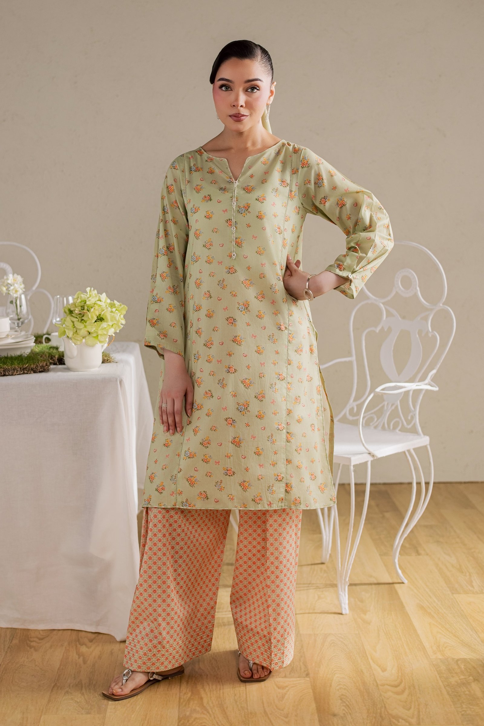 Brian 2Pc - Printed Lawn Dress BATIKSS26 BATIK XS / Green / Lawn-S / Green / Lawn-M / Green / Lawn-L / Green / Lawn-XL / Green / Lawn