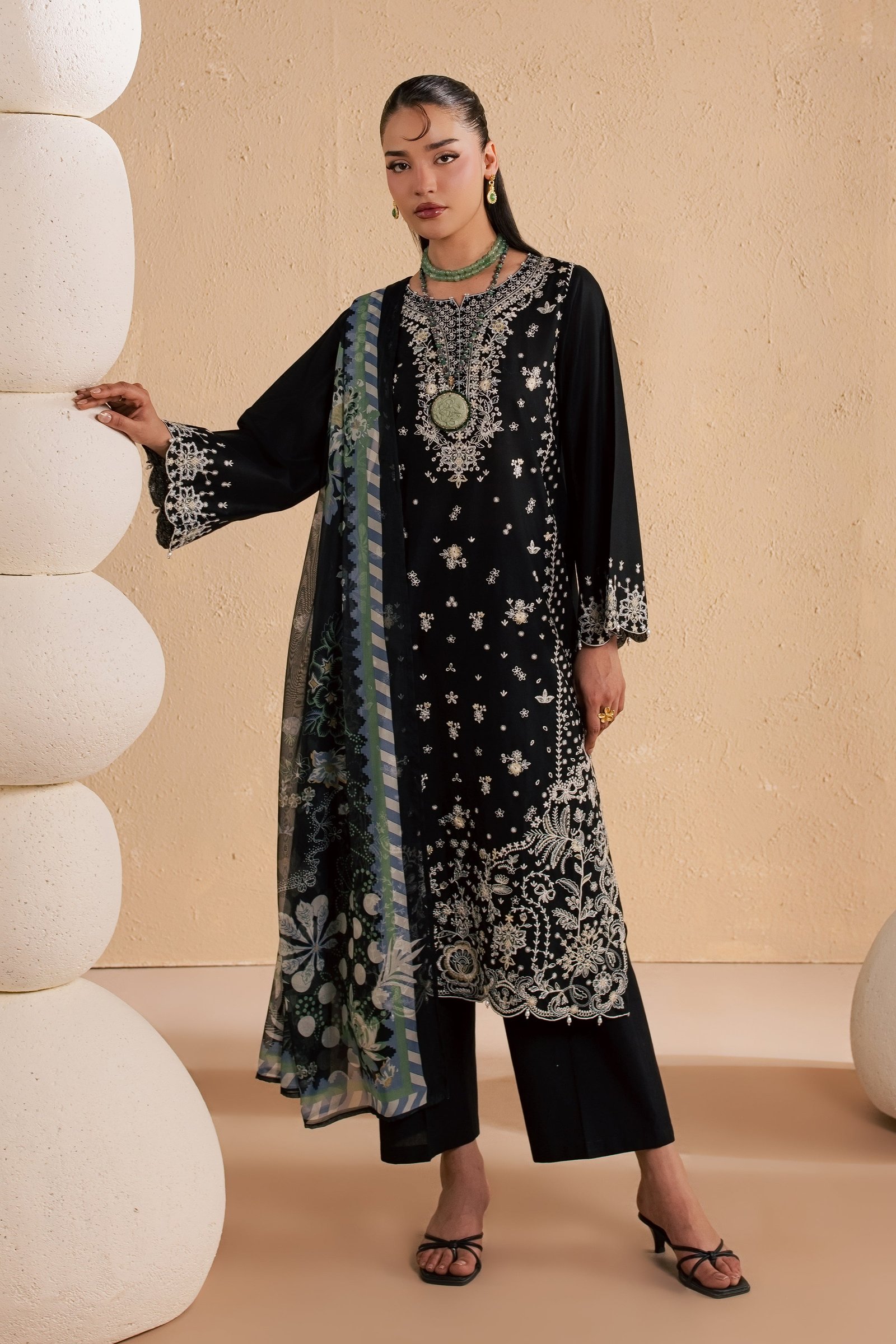 Brno 3Pc - Festive Embroidered Lawn BATIKSS26 BATIK XS / Black / Pima Lawn-S / Black / Pima Lawn-M / Black / Pima Lawn-L / Black / Pima Lawn-XL / Black / Pima Lawn