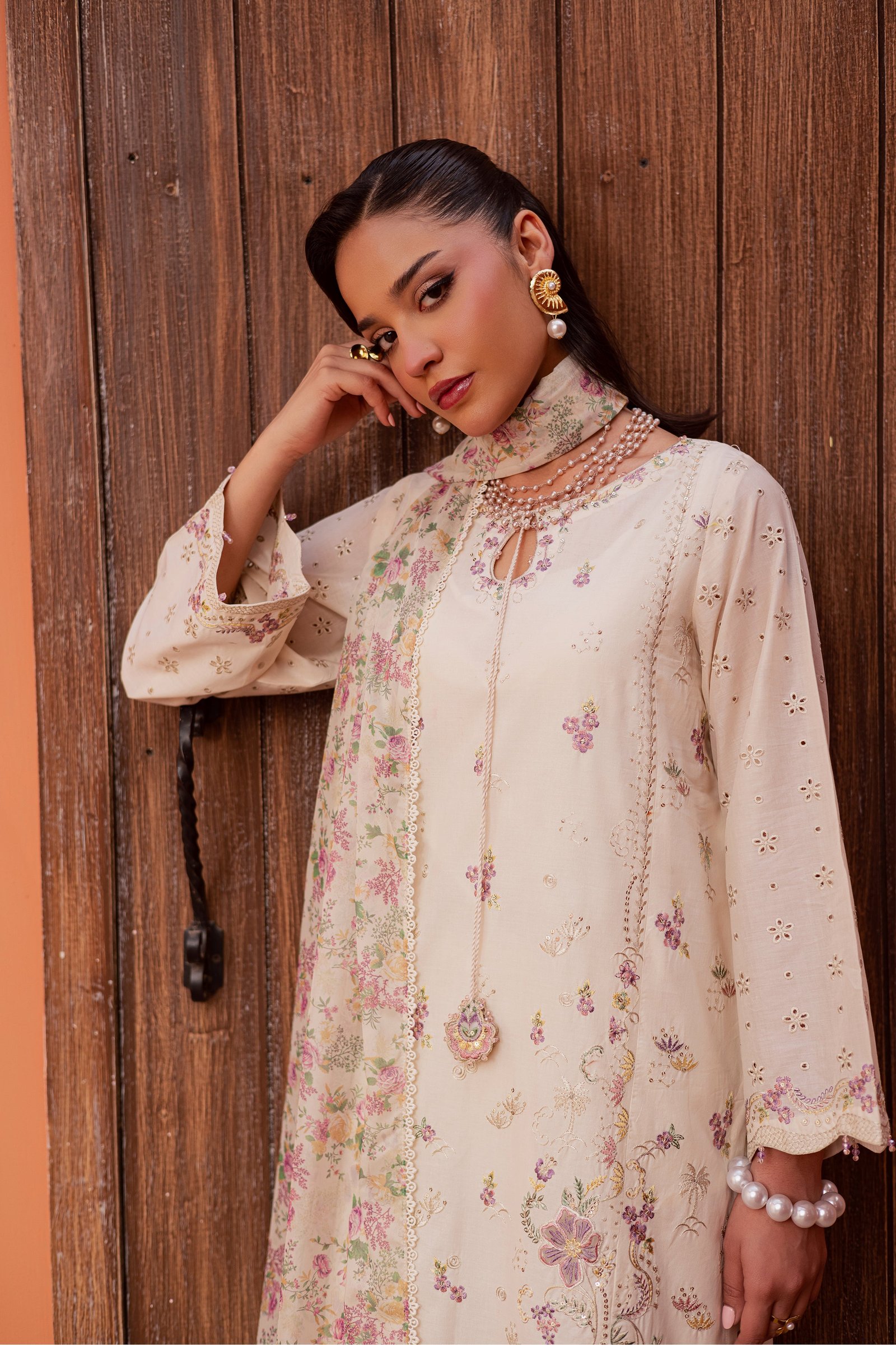 Canberra 3Pc - Festive Embroidered Lawn BATIKEID2026 BATIK XS / Off White / Pima Lawn-S / Off White / Pima Lawn-M / Off White / Pima Lawn-L / Off White / Pima Lawn-XL / Off White / Pima Lawn