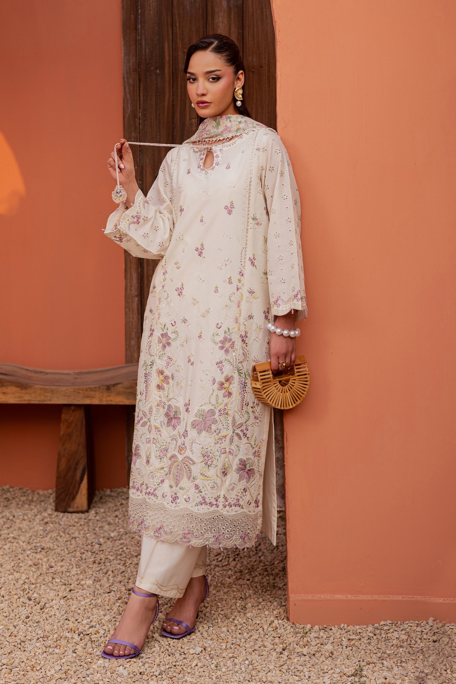 Canberra 3Pc - Festive Embroidered Lawn BATIKEID2026 BATIK XS / Off White / Pima Lawn-S / Off White / Pima Lawn-M / Off White / Pima Lawn-L / Off White / Pima Lawn-XL / Off White / Pima Lawn