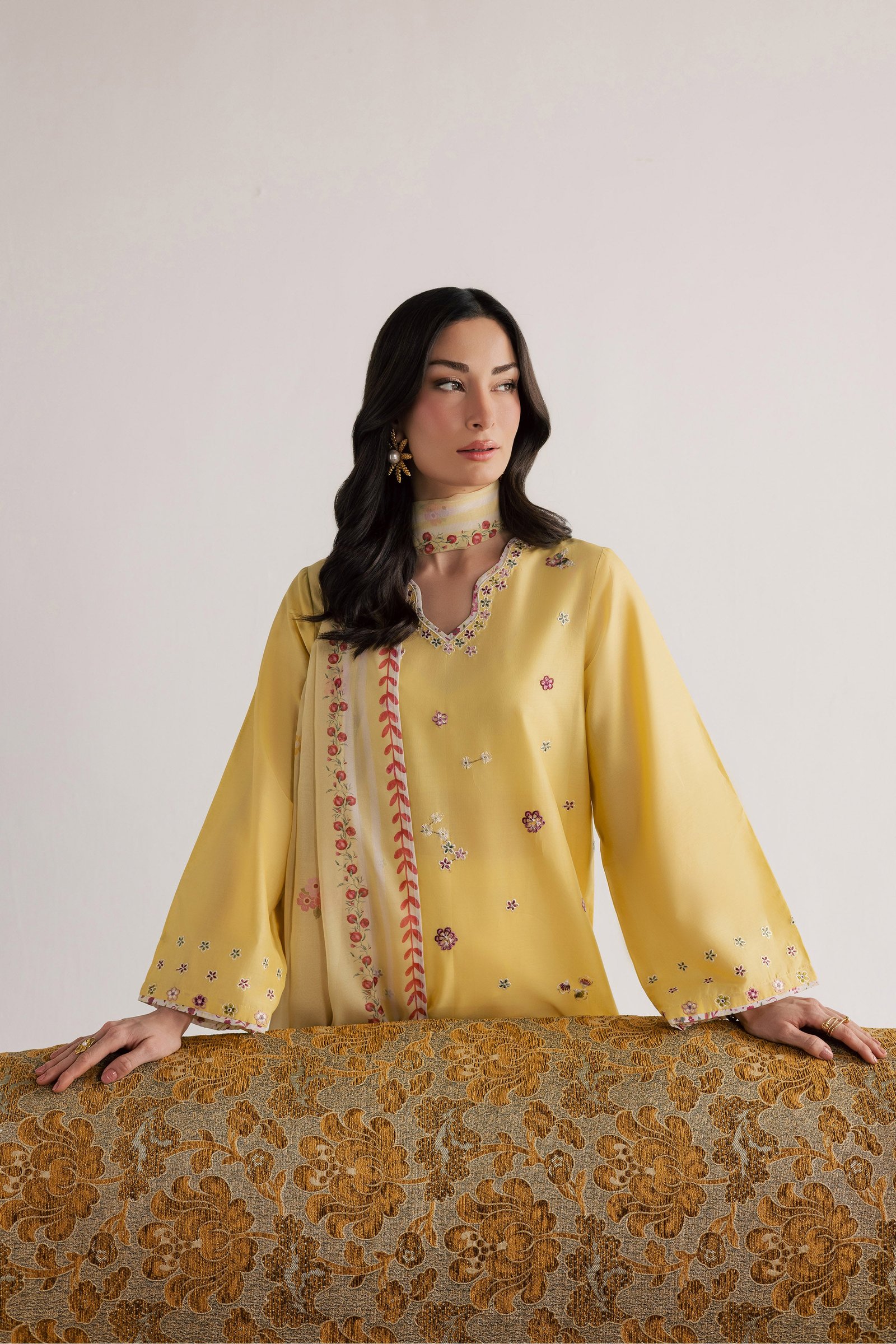  Cardiff 3Pc - Embroidered Lawn Dress EverydayEdit26  BATIK   XS / Ochre / Pima Lawn-S / Ochre / Pima Lawn-M / Ochre / Pima Lawn-L / Ochre / Pima Lawn-XL / Ochre / Pima Lawn