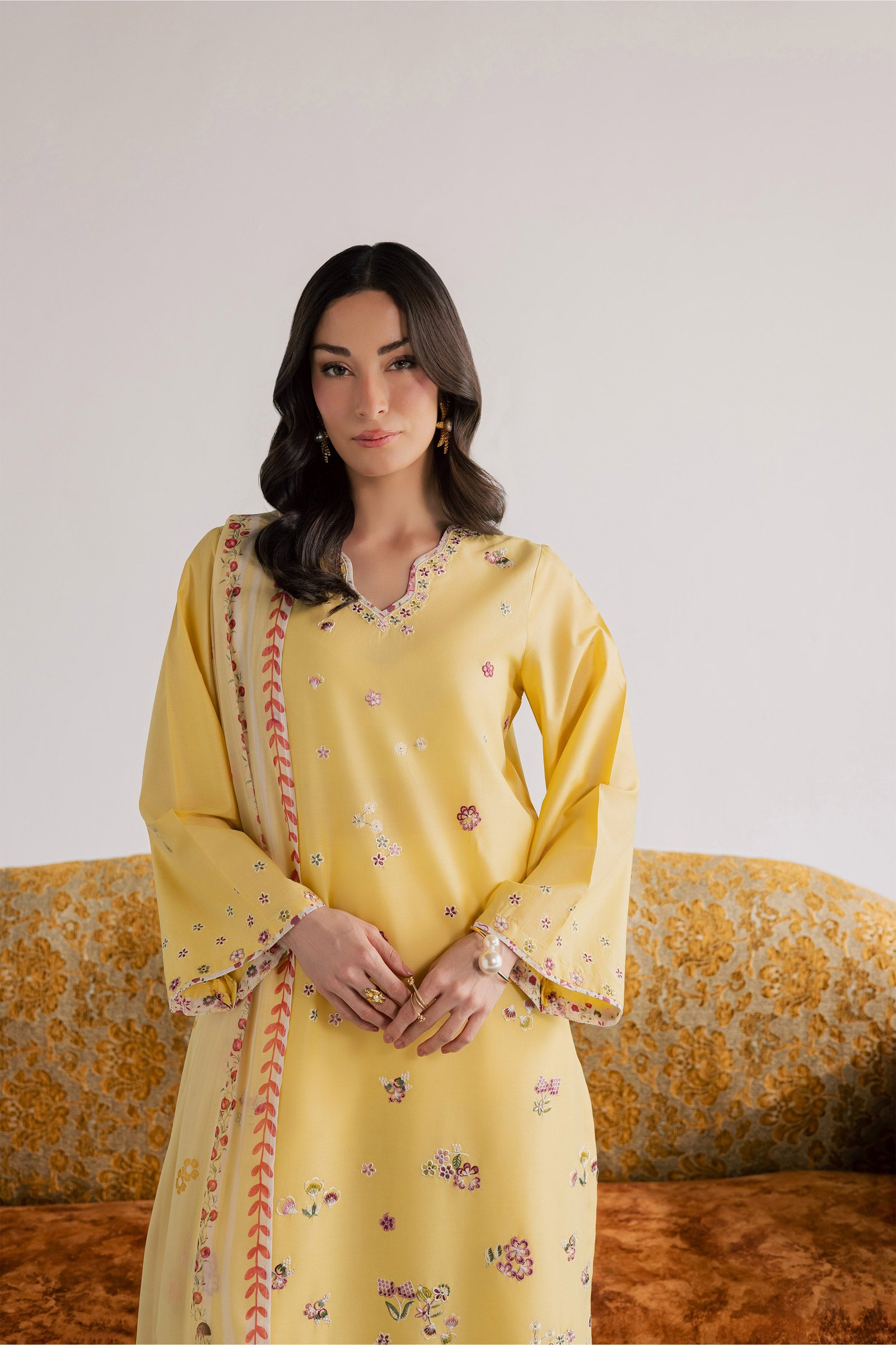 Cardiff 3Pc - Embroidered Lawn Dress EverydayEdit26  BATIK   XS / Ochre / Pima Lawn-S / Ochre / Pima Lawn-M / Ochre / Pima Lawn-L / Ochre / Pima Lawn-XL / Ochre / Pima Lawn