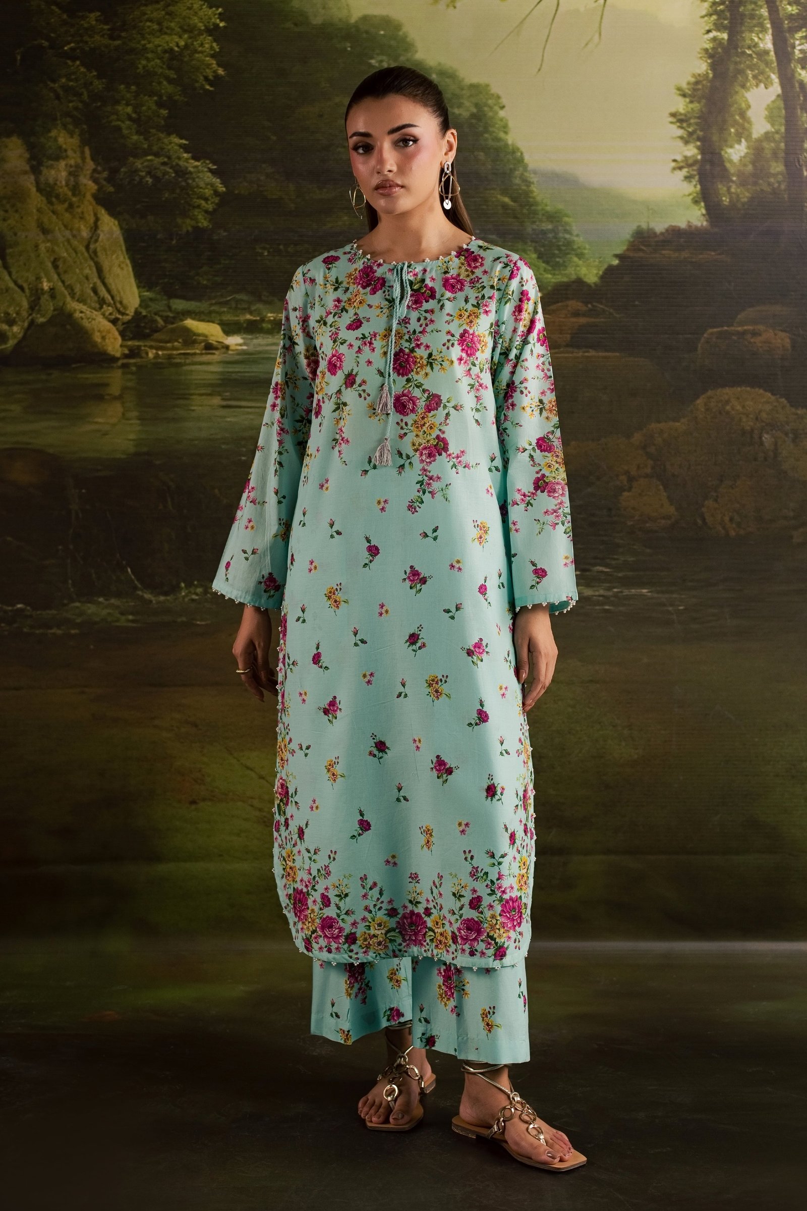 Chelsea 2Pc - Printed Lawn Dress BATIKSS26 BATIK XS / Ice Blue / Lawn-S / Ice Blue / Lawn-M / Ice Blue / Lawn-L / Ice Blue / Lawn-XL / Ice Blue / Lawn