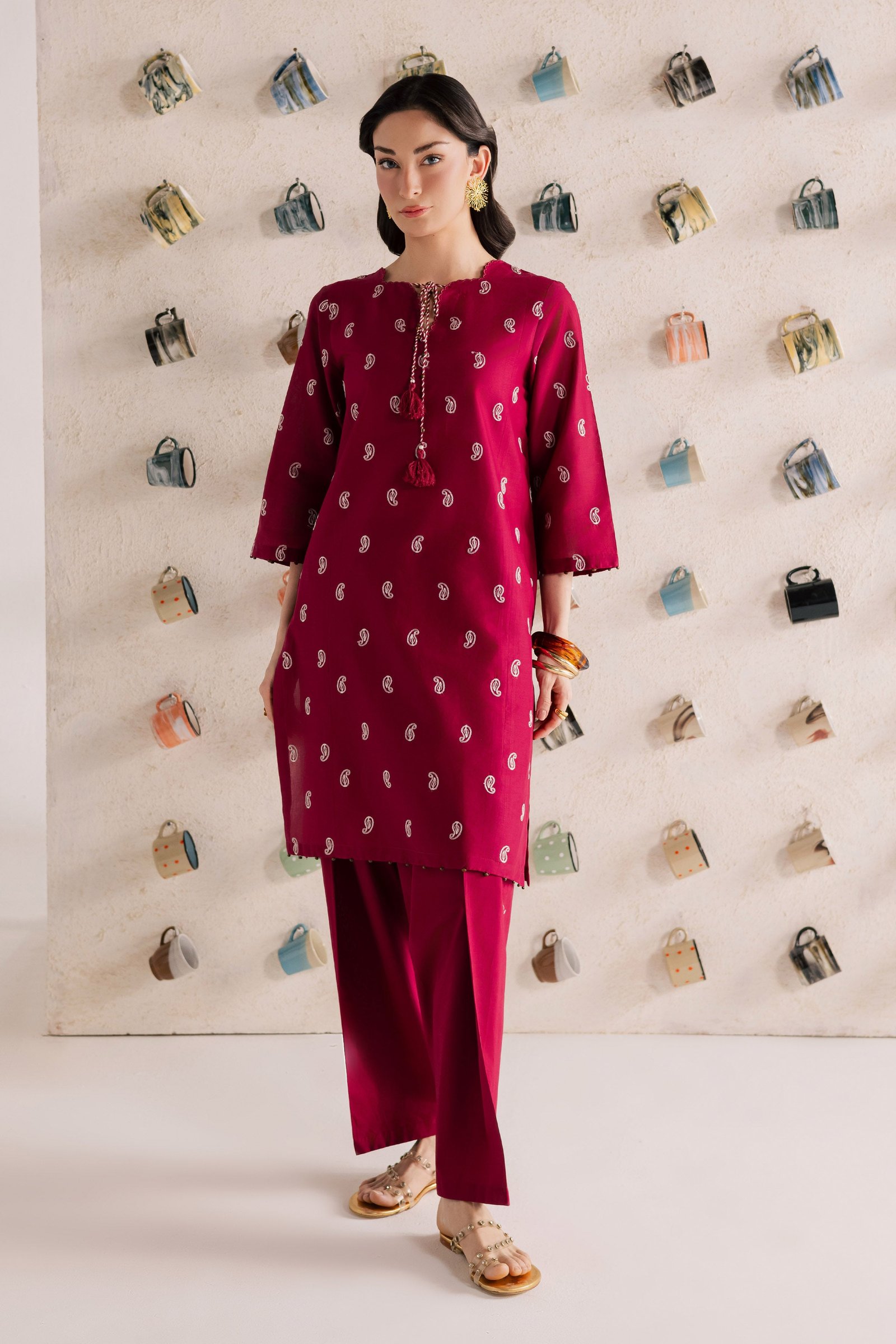 Cherry Puff 2Pc - Embroidered Lawn Dress EverydayEdit26 BATIK XS / Tyrian / Pima Lawn-S / Tyrian / Pima Lawn-M / Tyrian / Pima Lawn-L / Tyrian / Pima Lawn-XL / Tyrian / Pima Lawn