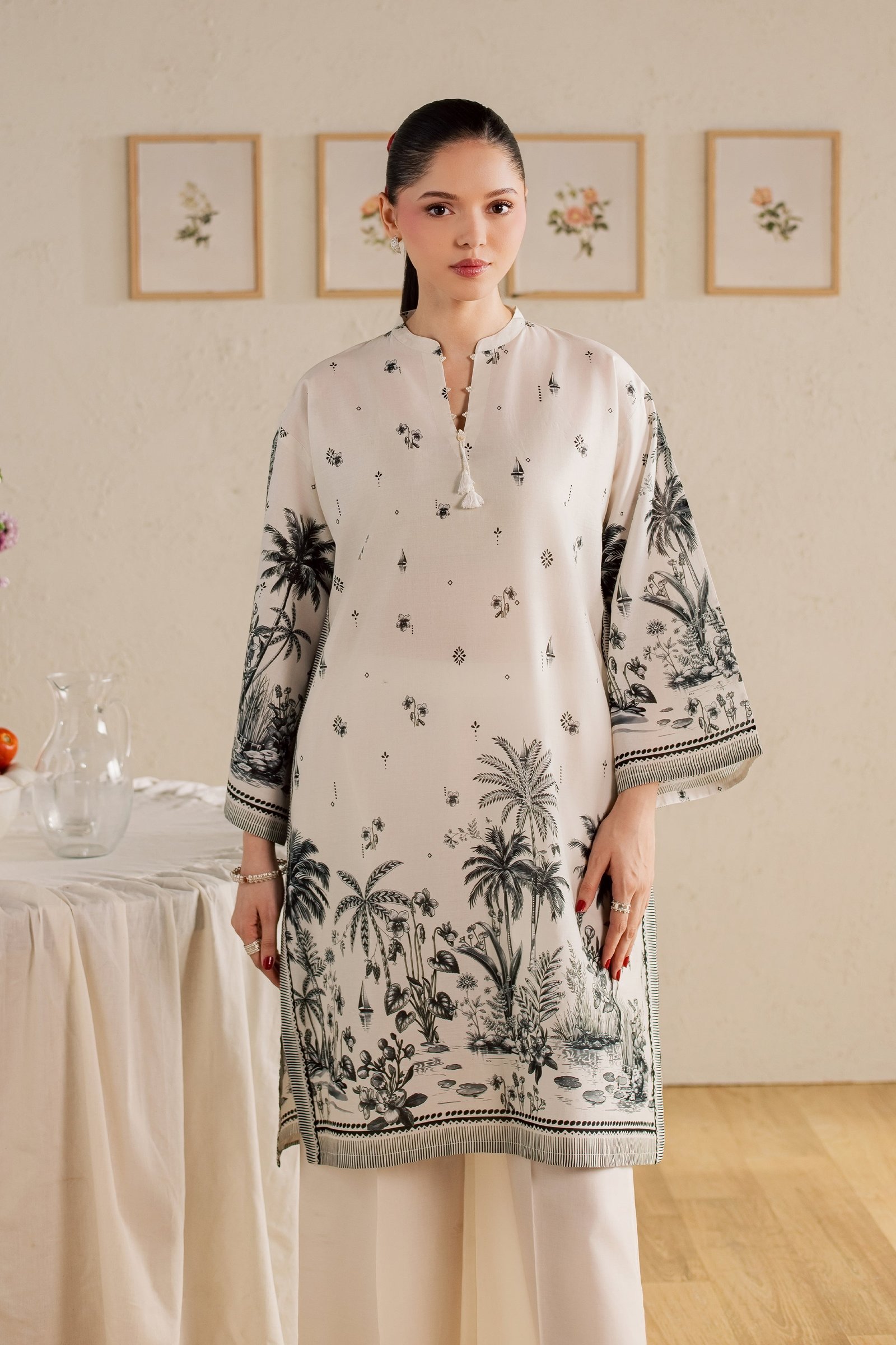 Connor 2Pc - Printed Lawn Dress BATIKSS26 BATIK XS / Off White / Lawn-S / Off White / Lawn-M / Off White / Lawn-L / Off White / Lawn-XL / Off White / Lawn