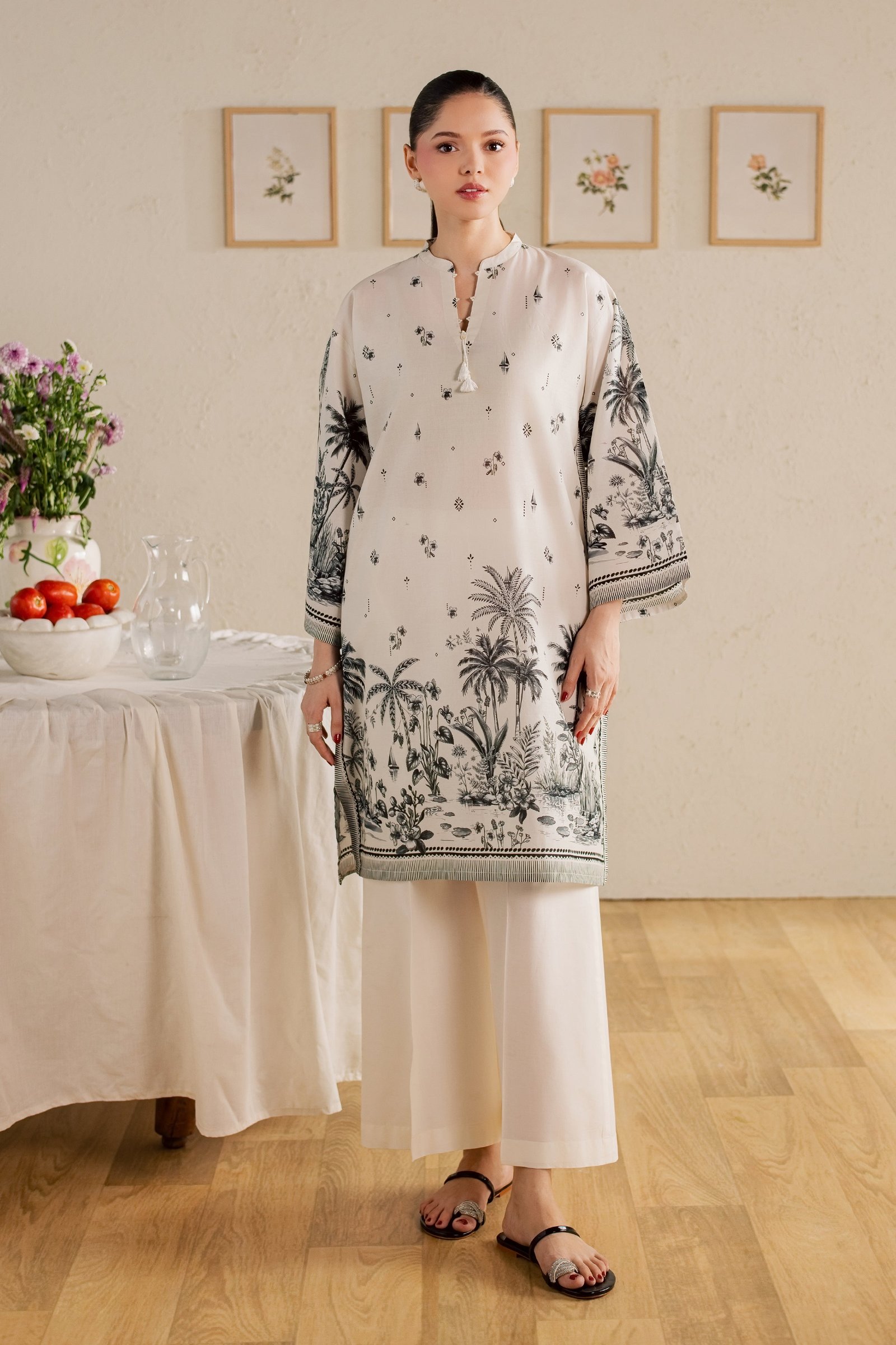Connor 2Pc - Printed Lawn Dress BATIKSS26 BATIK XS / Off White / Lawn-S / Off White / Lawn-M / Off White / Lawn-L / Off White / Lawn-XL / Off White / Lawn