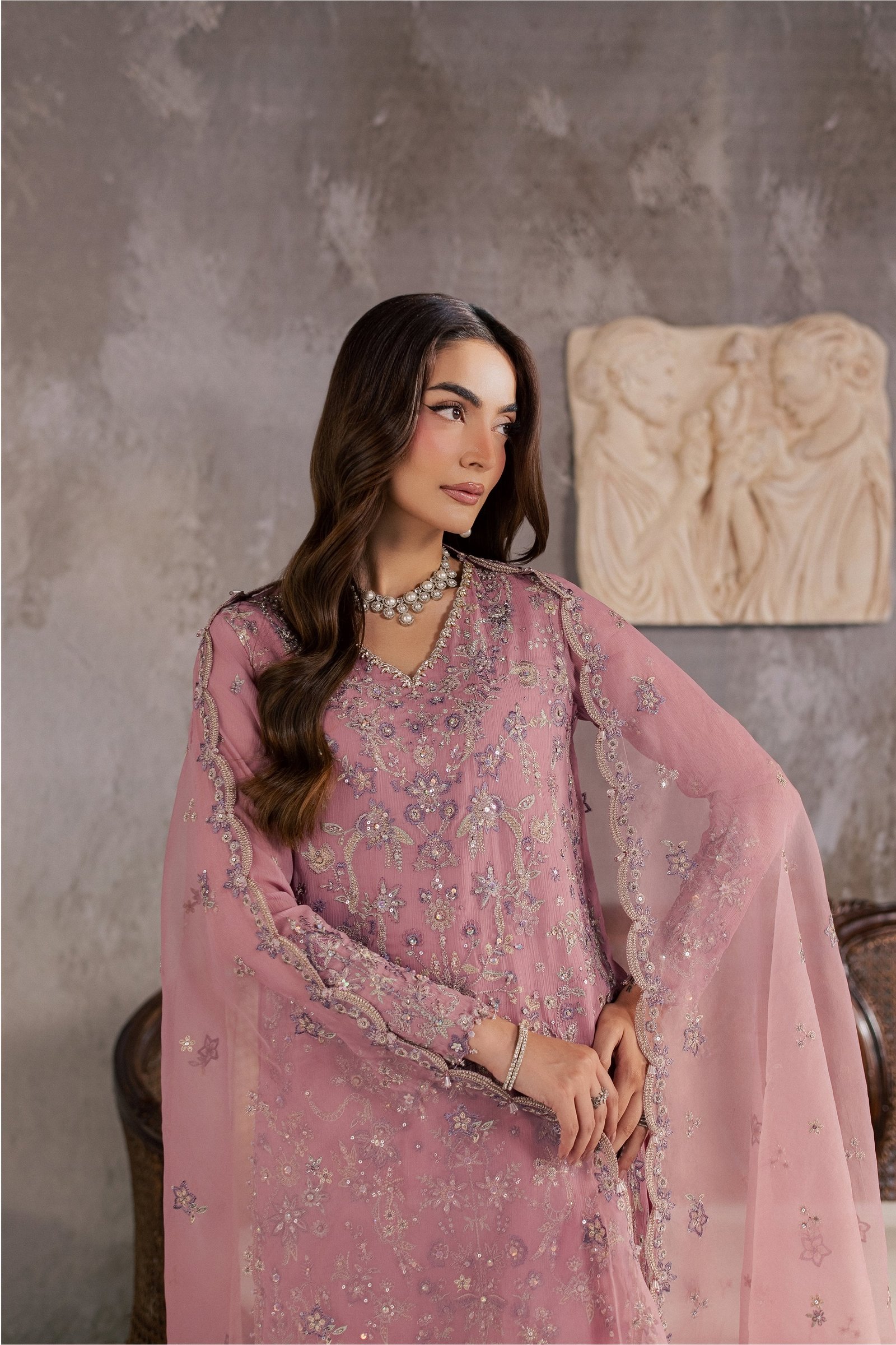 Coral 3Pc - Festive Luxe Pret BATIKSTUDIO2026  BATIK   S / Salmon Pink / Crinkle-M / Salmon Pink / Crinkle-L / Salmon Pink / Crinkle