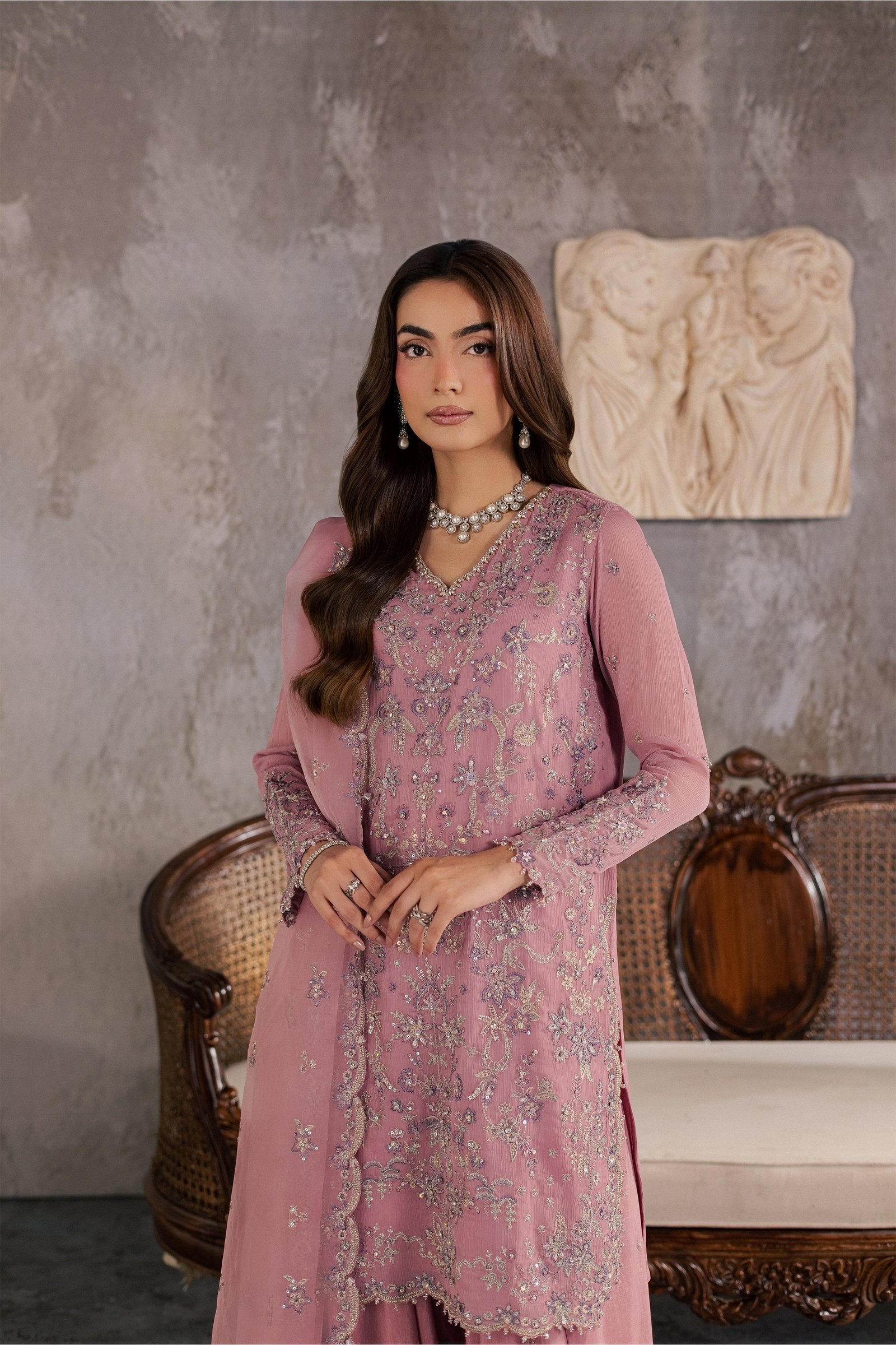 Coral 3Pc - Festive Luxe Pret BATIKSTUDIO2026 BATIK S / Salmon Pink / Crinkle-M / Salmon Pink / Crinkle-L / Salmon Pink / Crinkle