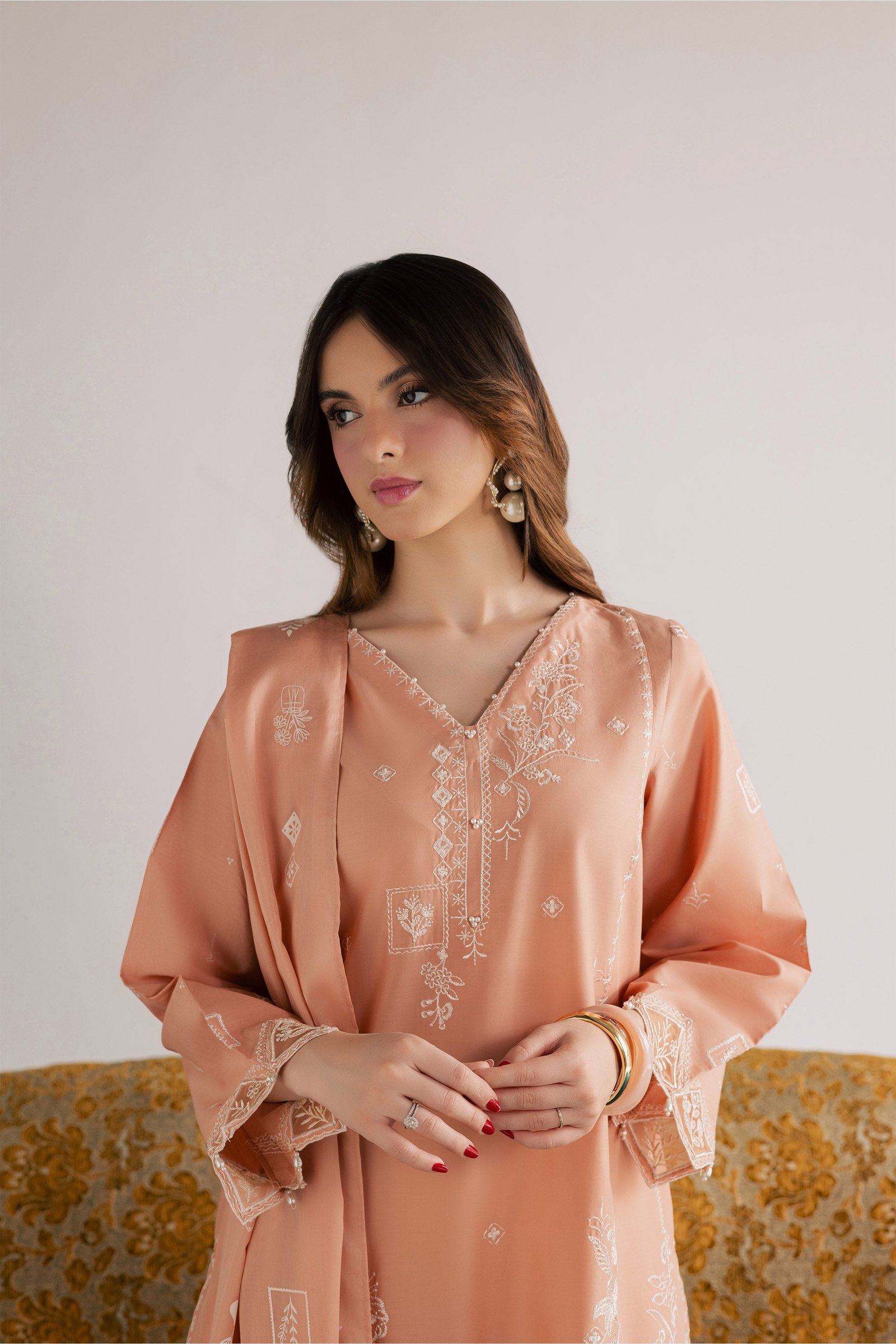 Coraline 3Pc - Embroidered Lawn Dress EverydayEdit26 BATIK XS / Cafe Crème / Pima Lawn-S / Cafe Crème / Pima Lawn-M / Cafe Crème / Pima Lawn-L / Cafe Crème / Pima Lawn-XL / Cafe Crème / Pima Lawn