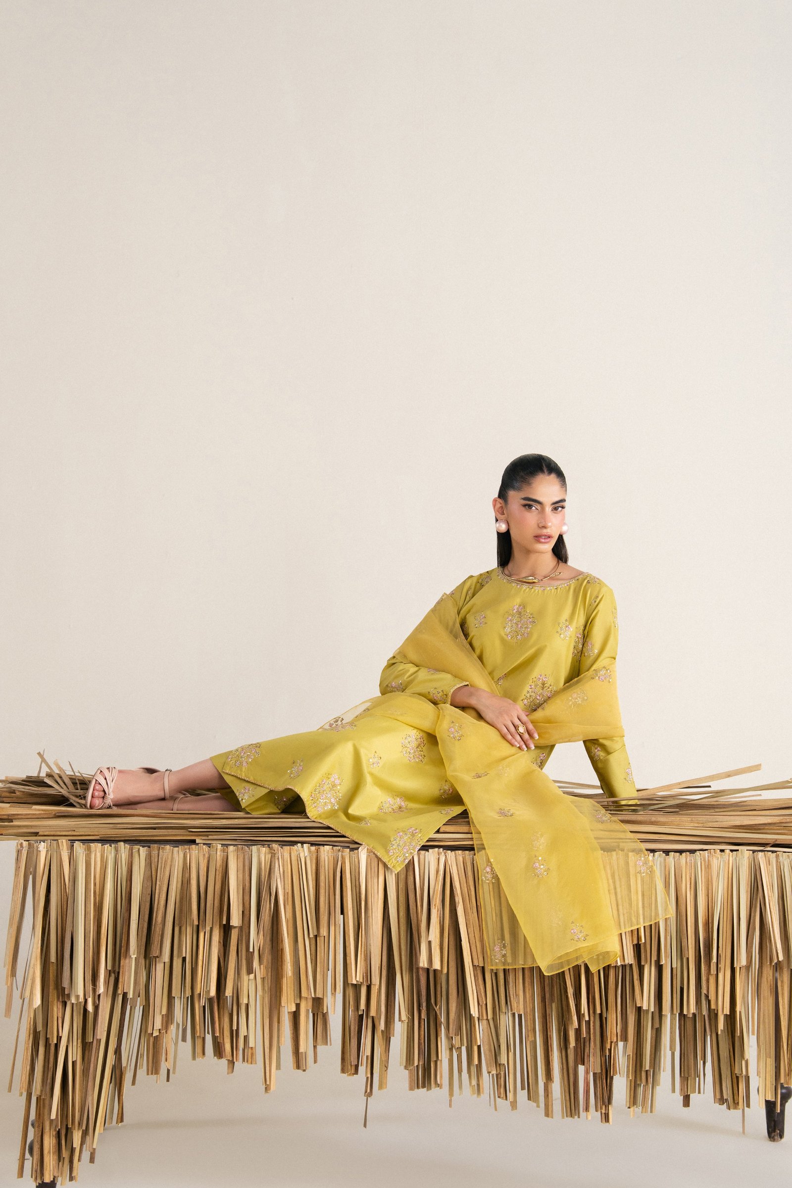 Costa Rica 3Pc - Festive Eid Pret BATIKSS26 BATIK XS / Green Yellow / Giza-S / Green Yellow / Giza-M / Green Yellow / Giza-L / Green Yellow / Giza-XL / Green Yellow / Giza