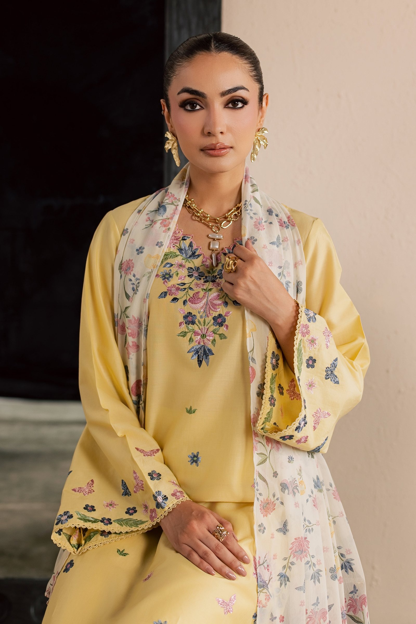  Custard 3Pc - Embroidered Lawn Dress EverydayEdit26  BATIK   XS / Butter / Pima Lawn-S / Butter / Pima Lawn-M / Butter / Pima Lawn-L / Butter / Pima Lawn-XL / Butter / Pima Lawn