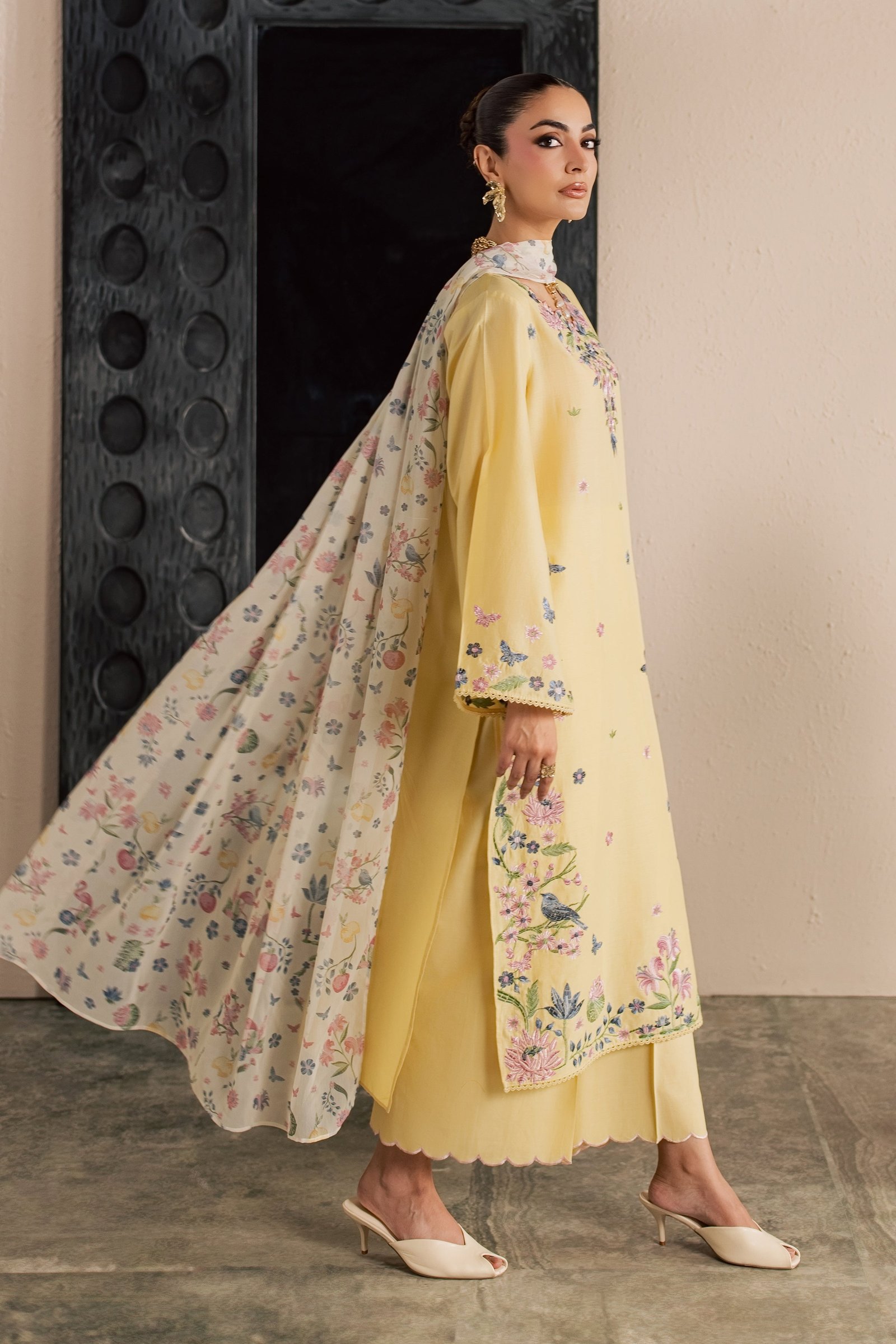 Custard 3Pc - Embroidered Lawn Dress EverydayEdit26 BATIK XS / Butter / Pima Lawn-S / Butter / Pima Lawn-M / Butter / Pima Lawn-L / Butter / Pima Lawn-XL / Butter / Pima Lawn