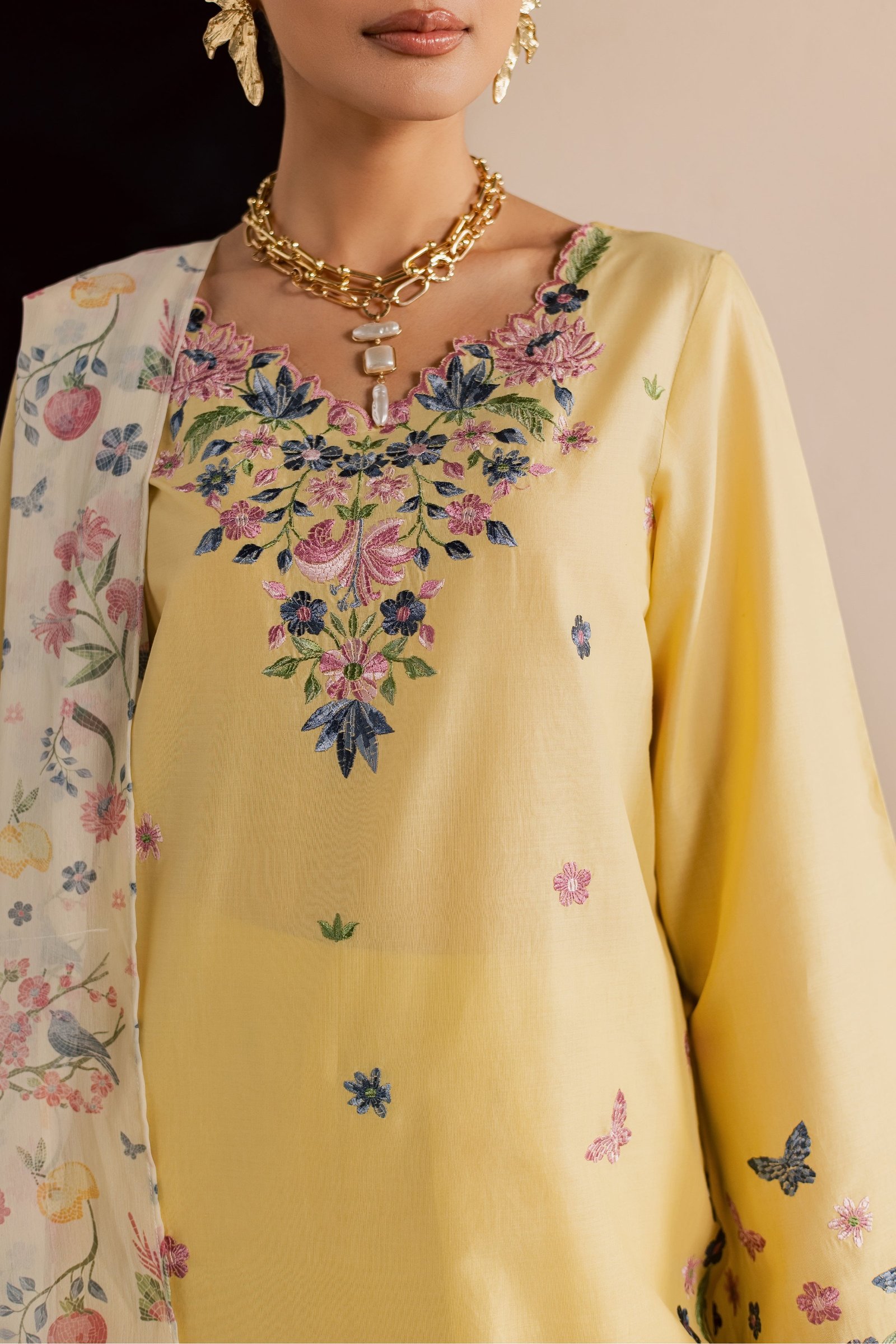  Custard 3Pc - Embroidered Lawn Dress EverydayEdit26  BATIK   XS / Butter / Pima Lawn-S / Butter / Pima Lawn-M / Butter / Pima Lawn-L / Butter / Pima Lawn-XL / Butter / Pima Lawn