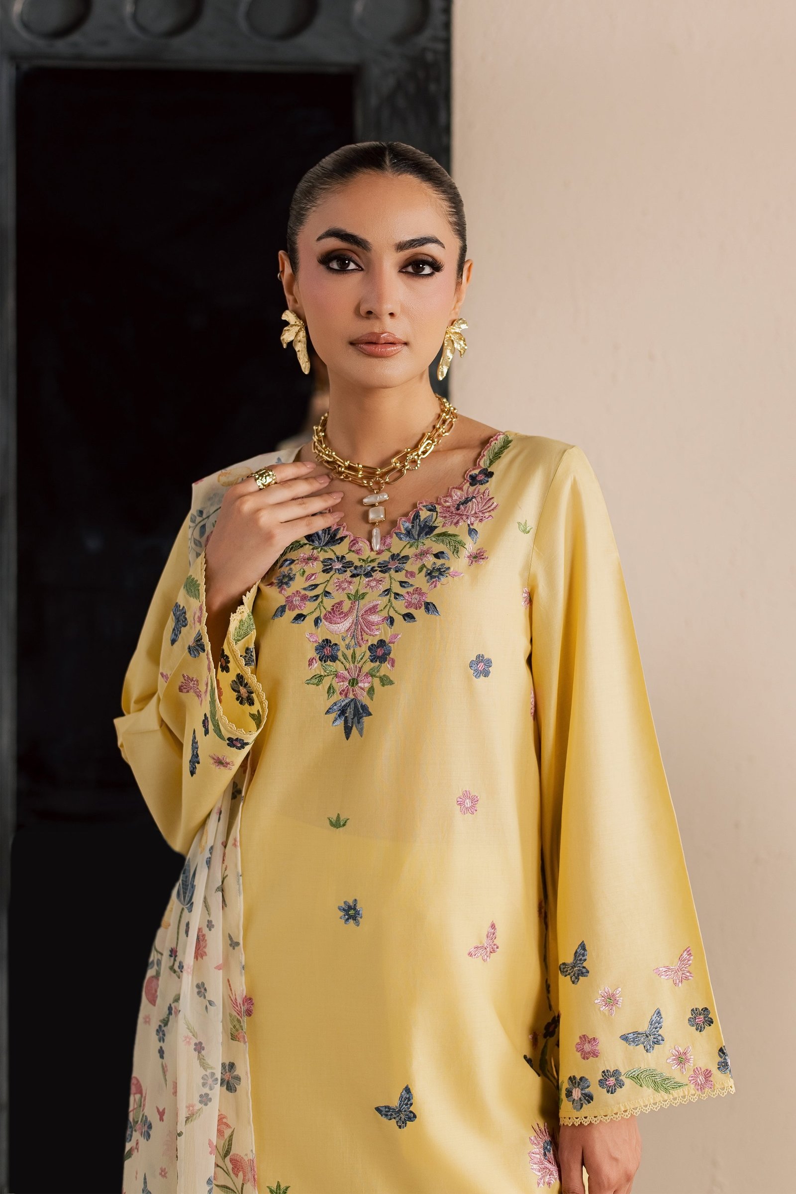 Custard 3Pc - Embroidered Lawn Dress EverydayEdit26  BATIK   XS / Butter / Pima Lawn-S / Butter / Pima Lawn-M / Butter / Pima Lawn-L / Butter / Pima Lawn-XL / Butter / Pima Lawn