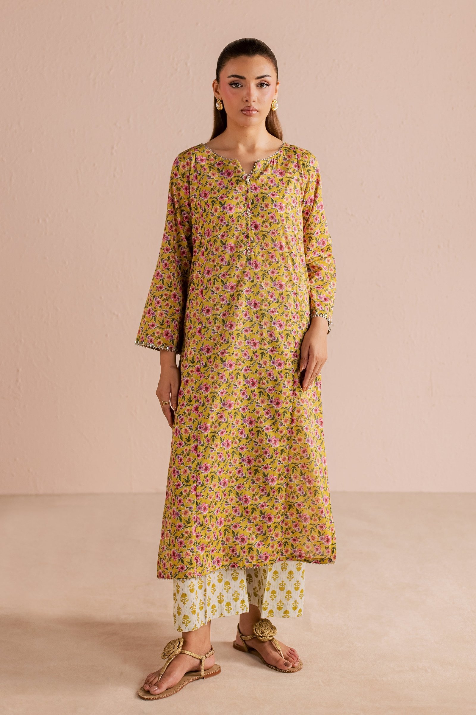 Dan 2Pc - Printed Lawn Dress BATIKSS26 BATIK XS / Mustard / Lawn-S / Mustard / Lawn-M / Mustard / Lawn-L / Mustard / Lawn-XL / Mustard / Lawn