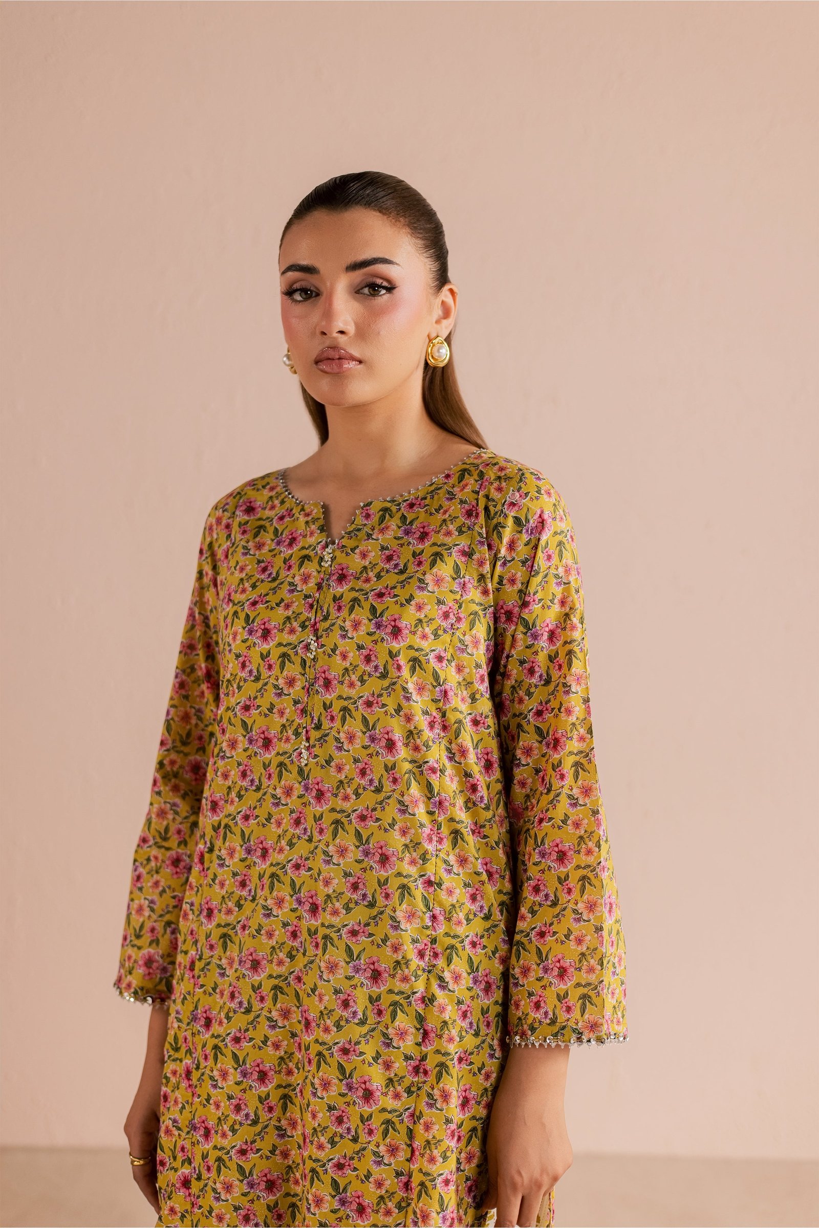Dan 2Pc - Printed Lawn Dress BATIKSS26 BATIK XS / Mustard / Lawn-S / Mustard / Lawn-M / Mustard / Lawn-L / Mustard / Lawn-XL / Mustard / Lawn