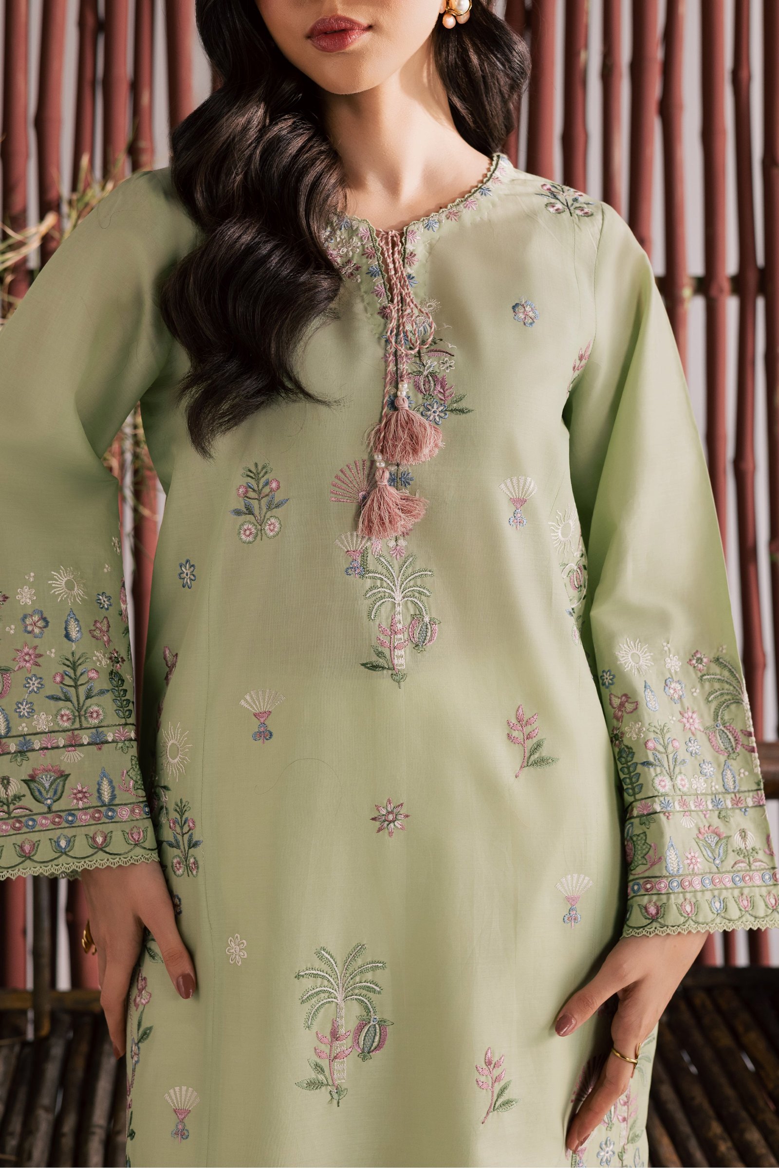 Daphne Laurel 2Pc - Embroidered Lawn Dress EverydayEdit26 BATIK XS / Laurel Green / Pima Lawn-S / Laurel Green / Pima Lawn-M / Laurel Green / Pima Lawn-L / Laurel Green / Pima Lawn-XL / Laurel Green / Pima Lawn