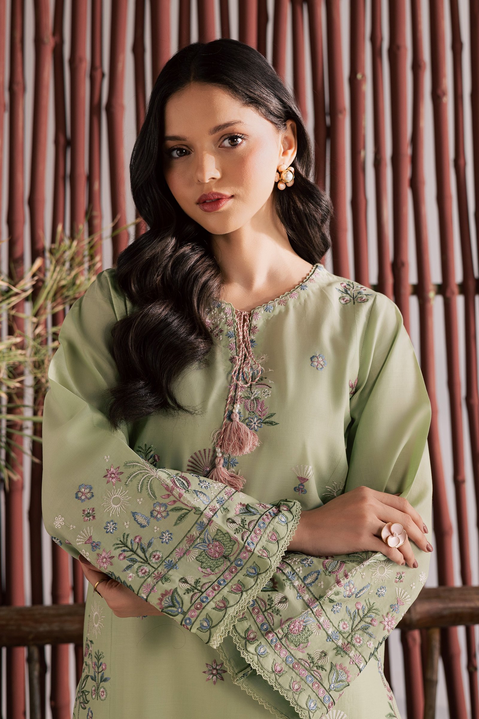 Daphne Laurel 2Pc - Embroidered Lawn Dress EverydayEdit26 BATIK XS / Laurel Green / Pima Lawn-S / Laurel Green / Pima Lawn-M / Laurel Green / Pima Lawn-L / Laurel Green / Pima Lawn-XL / Laurel Green / Pima Lawn