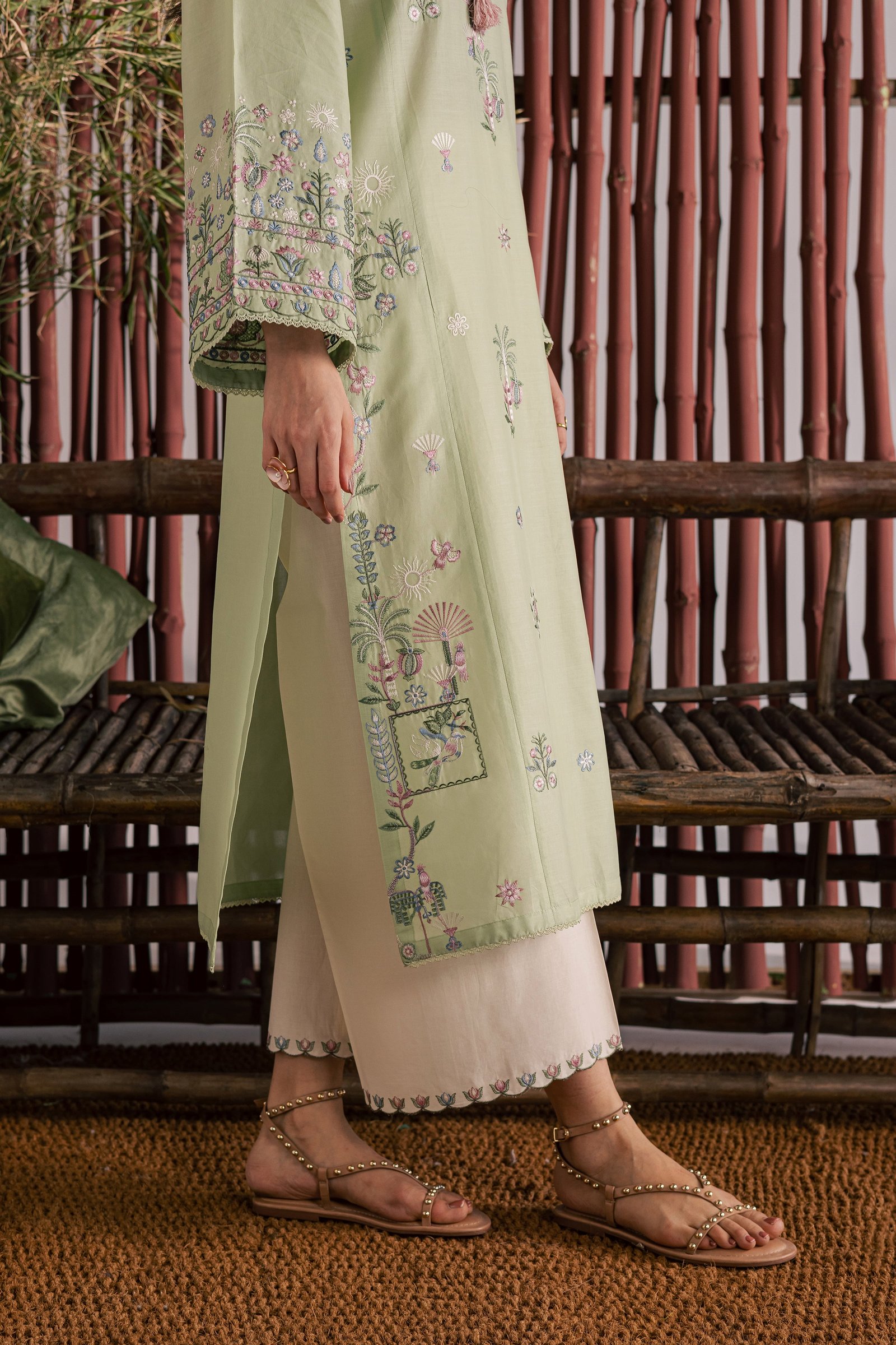 Daphne Laurel 2Pc - Embroidered Lawn Dress EverydayEdit26 BATIK XS / Laurel Green / Pima Lawn-S / Laurel Green / Pima Lawn-M / Laurel Green / Pima Lawn-L / Laurel Green / Pima Lawn-XL / Laurel Green / Pima Lawn