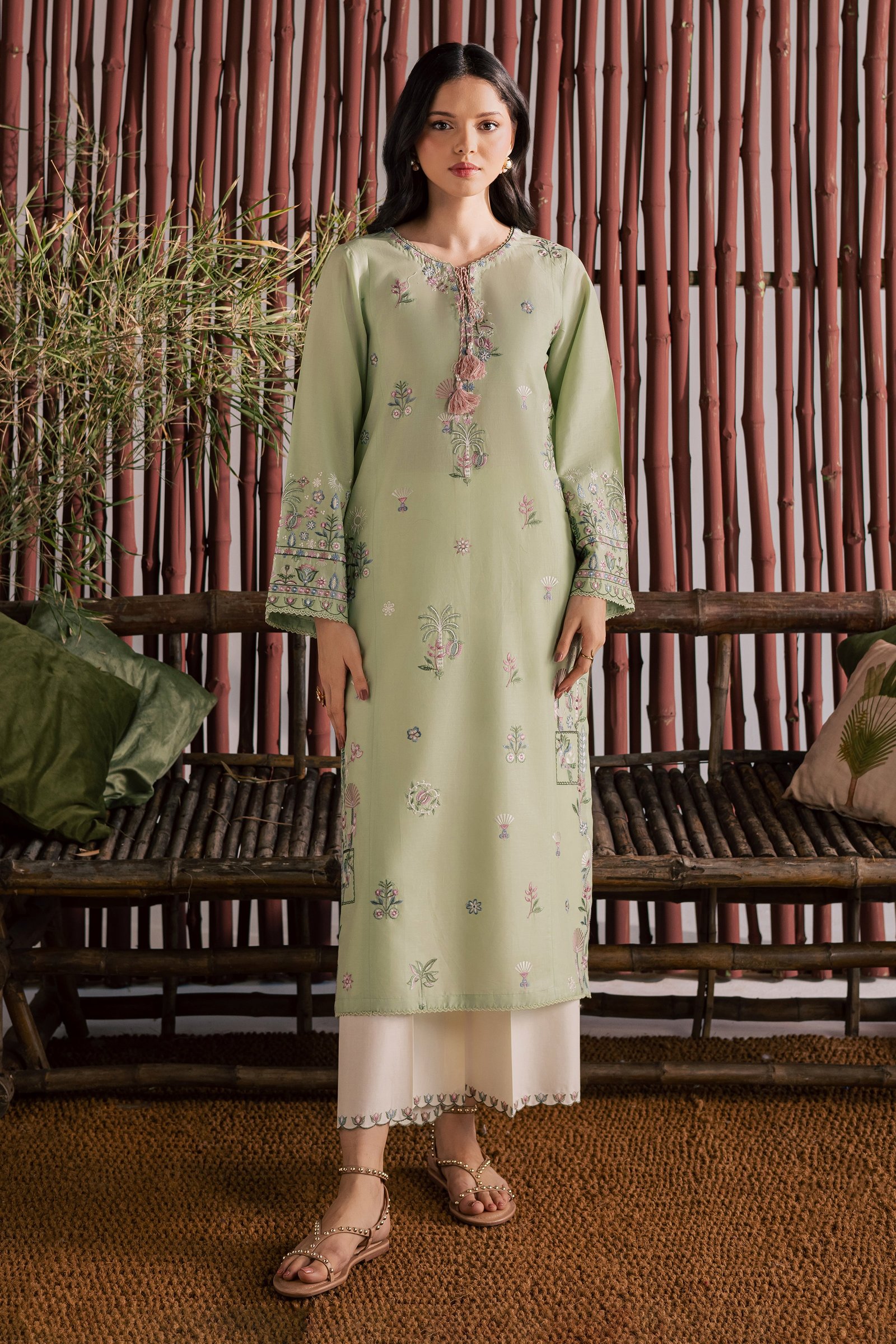  Daphne Laurel 2Pc - Embroidered Lawn Dress EverydayEdit26  BATIK   XS / Laurel Green / Pima Lawn-S / Laurel Green / Pima Lawn-M / Laurel Green / Pima Lawn-L / Laurel Green / Pima Lawn-XL / Laurel Green / Pima Lawn