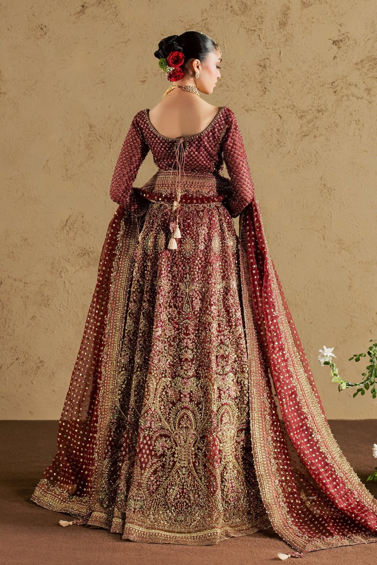 Dastaan 4Pc - Bridal Dress BATIKBRIDAL2026 BATIK S / Maroon / Organza