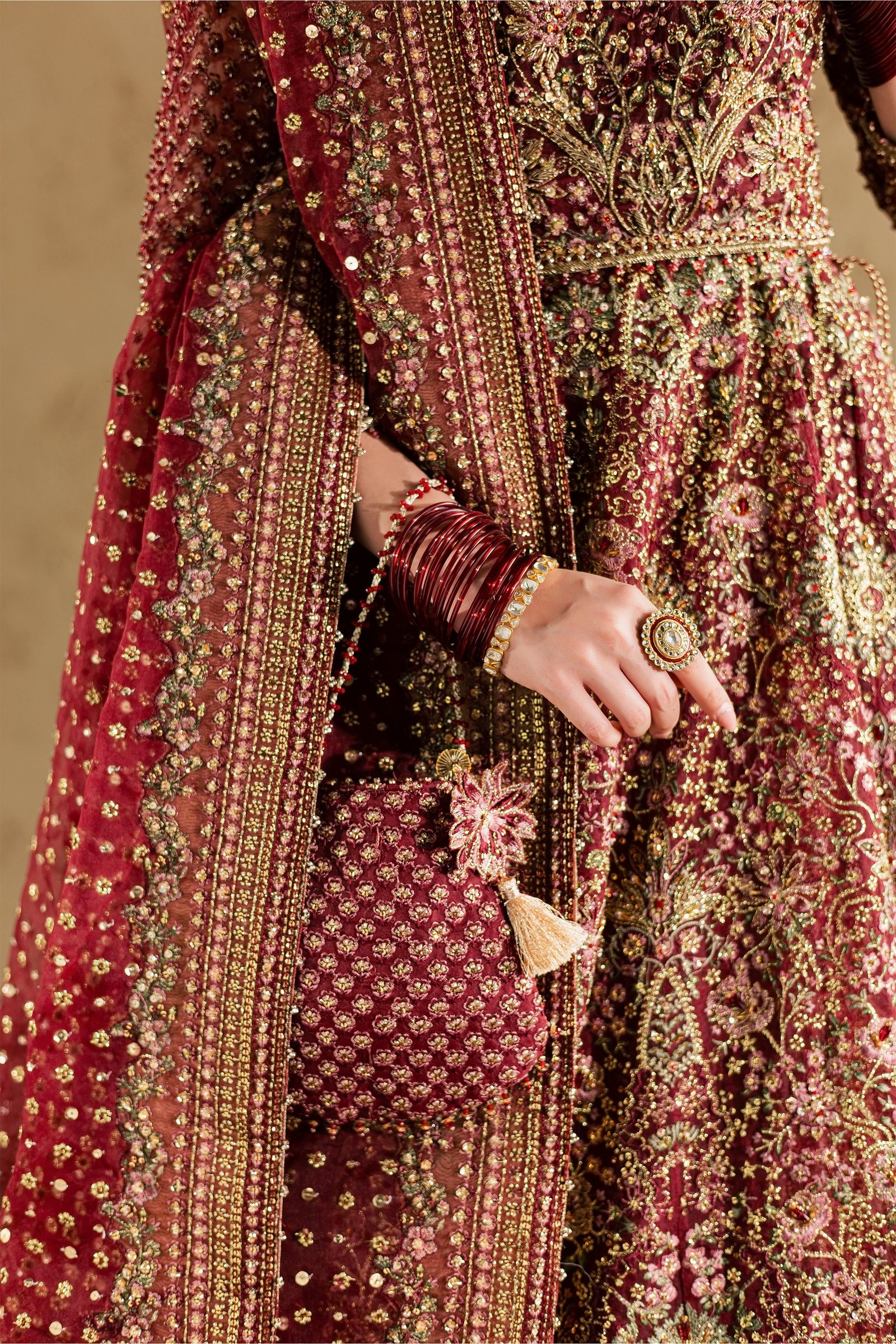 Dastaan 4Pc - Bridal Dress BATIKBRIDAL2026 BATIK S / Maroon / Organza