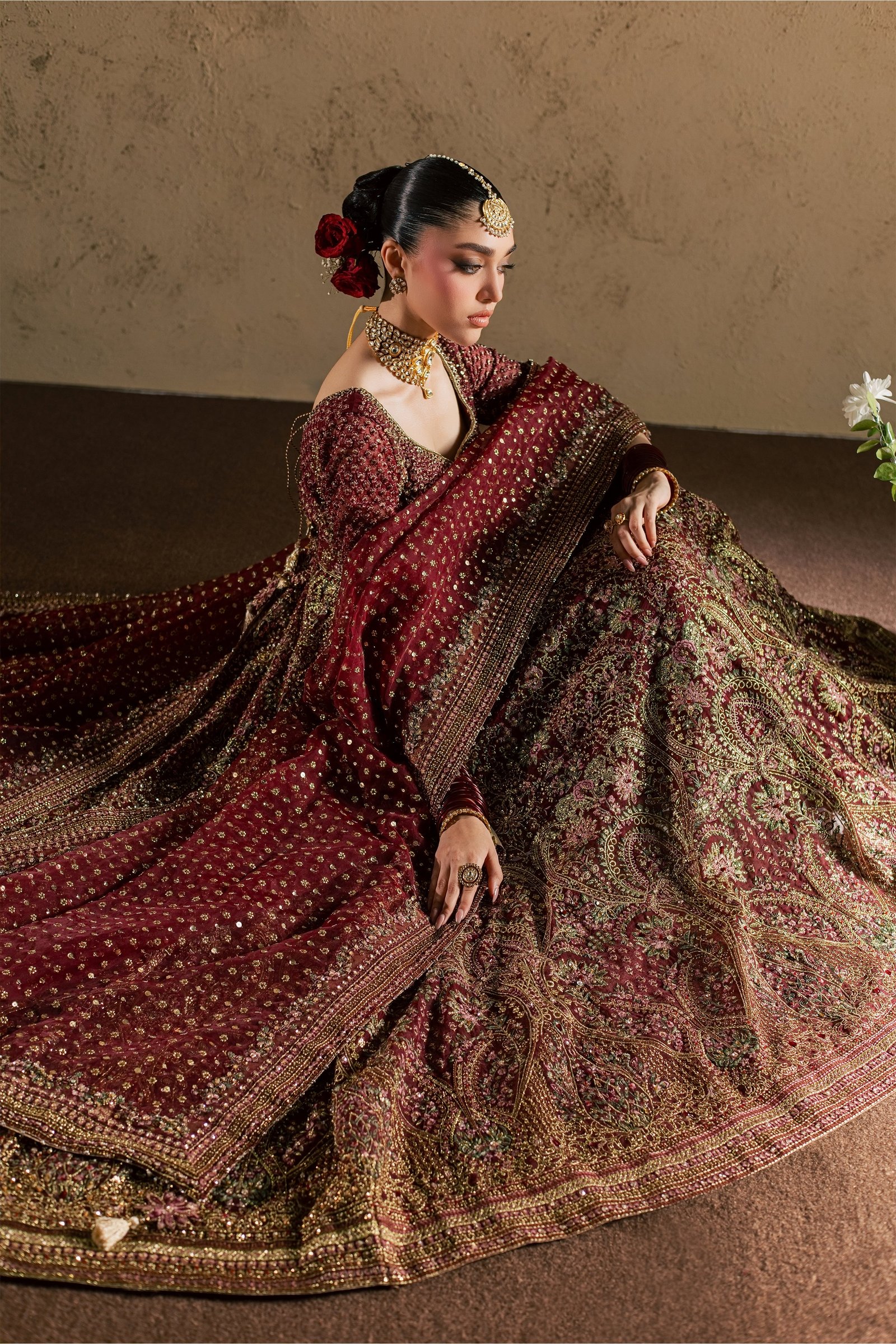 Dastaan 4Pc - Bridal Dress BATIKBRIDAL2026 BATIK S / Maroon / Organza