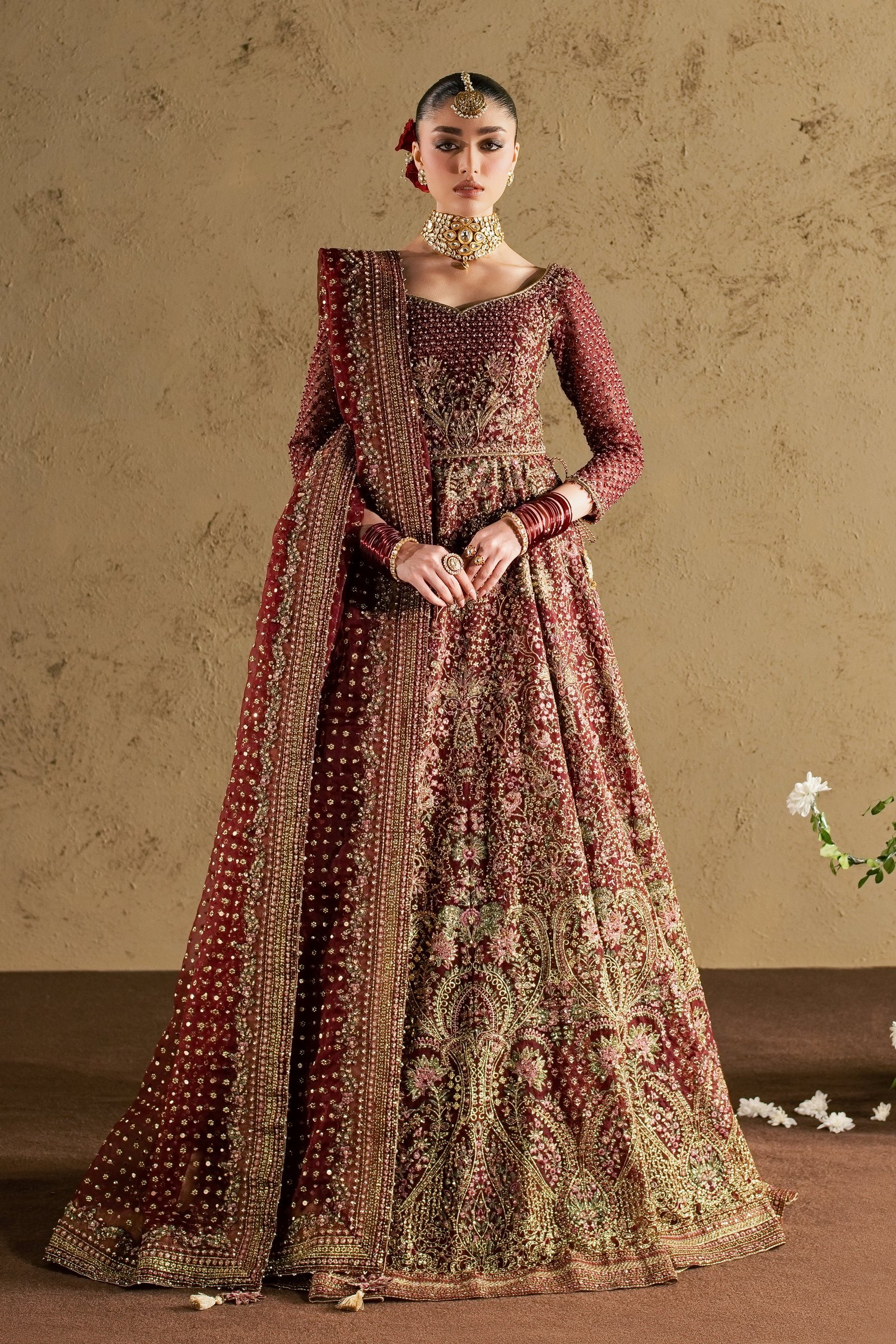 Dastaan 4Pc - Bridal Dress BATIKBRIDAL2026 BATIK S / Maroon / Organza