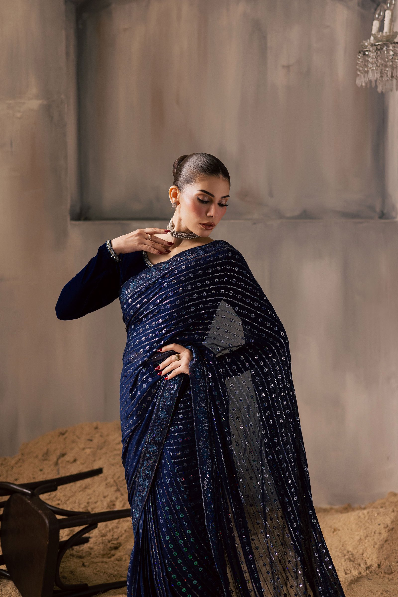 Dew Drop 3Pc - Velvet Luxe Pret BATIKLuxePRET2025 BATIK XS / Electric Blue / Velvet-S / Electric Blue / Velvet-M / Electric Blue / Velvet-L / Electric Blue / Velvet-XL / Electric Blue / Velvet