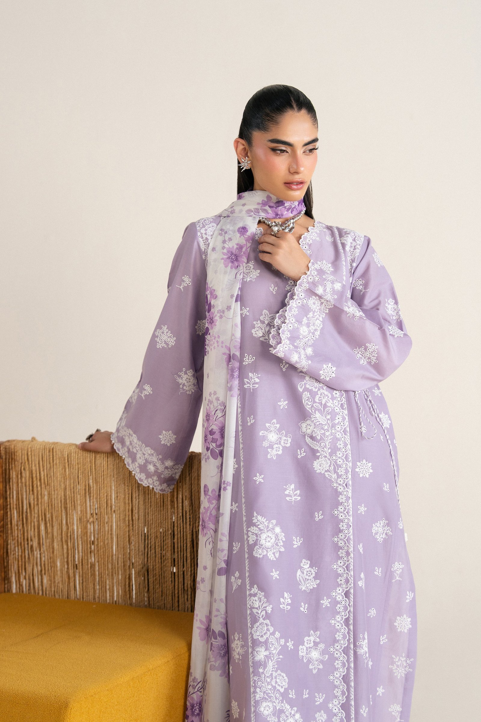 Dusty Lilac 3Pc - Festive Eid Pret BATIKSS26 BATIK XS / Lilac / Pima Lawn-S / Lilac / Pima Lawn-M / Lilac / Pima Lawn-L / Lilac / Pima Lawn-XL / Lilac / Pima Lawn