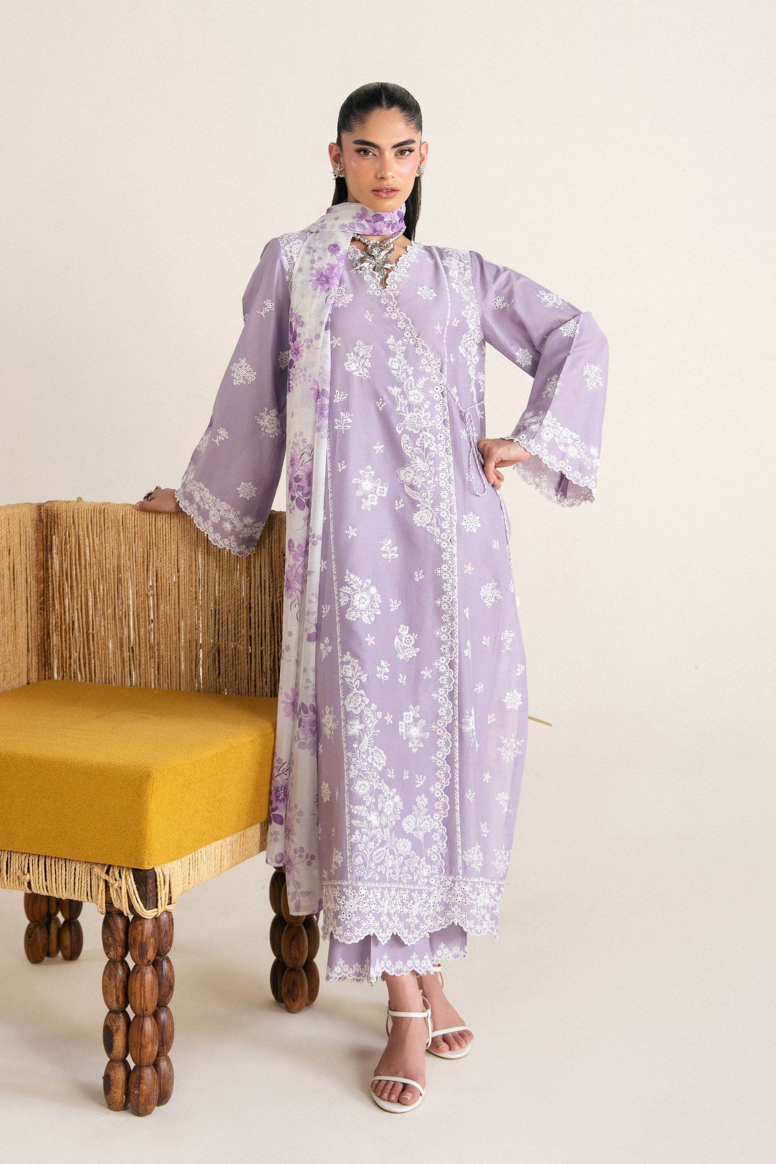 Dusty Lilac 3Pc - Festive Eid Pret BATIKSS26 BATIK XS / Lilac / Pima Lawn-S / Lilac / Pima Lawn-M / Lilac / Pima Lawn-L / Lilac / Pima Lawn-XL / Lilac / Pima Lawn