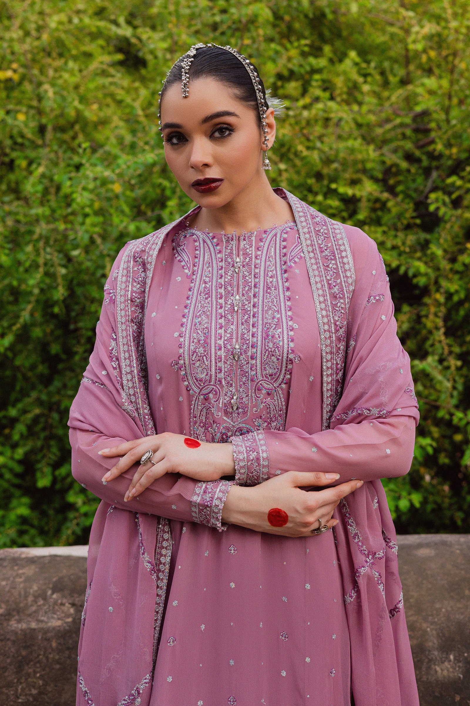 Dusty Salina 3Pc - Festive Luxe Pret BATIKLuxePRET BATIK XS / Mauve / Chiffon & Raw Silk-S / Mauve / Chiffon & Raw Silk-M / Mauve / Chiffon & Raw Silk-L / Mauve / Chiffon & Raw Silk-XL / Mauve / Chiffon & Raw Silk