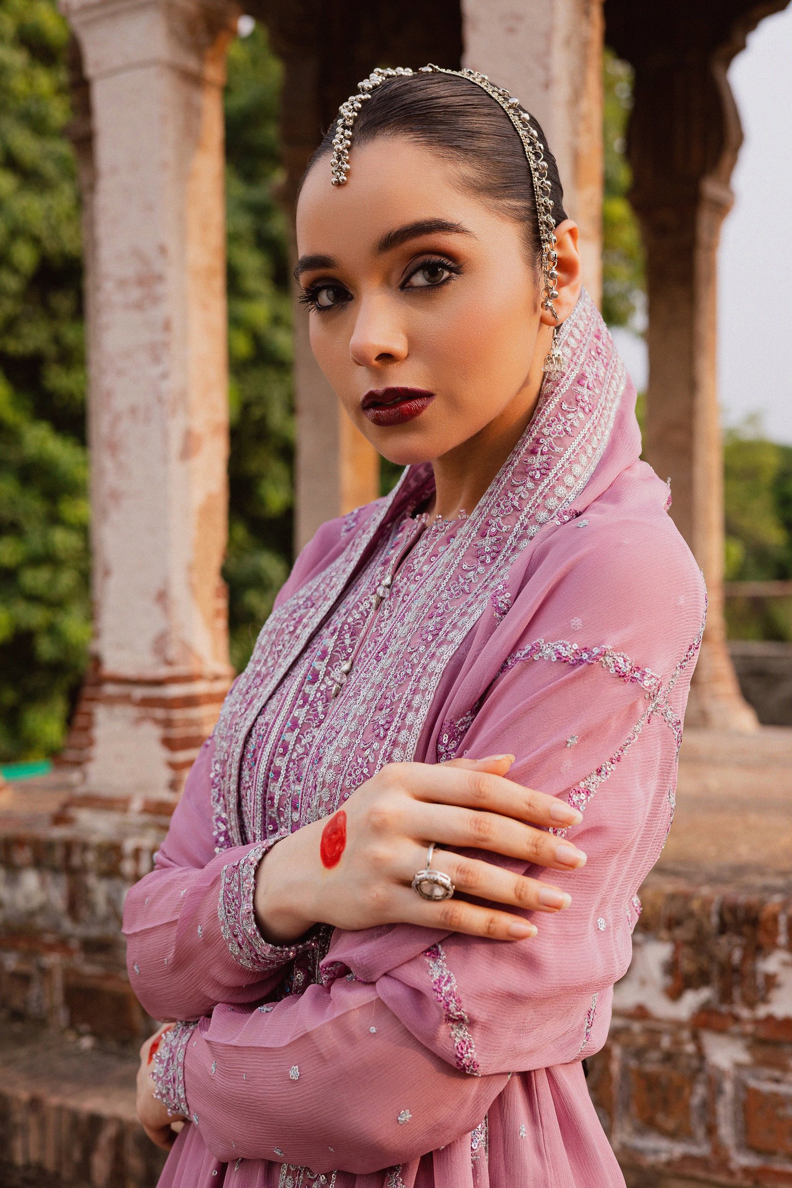 Dusty Salina 3Pc - Festive Luxe Pret BATIKLuxePRET BATIK XS / Mauve / Chiffon & Raw Silk-S / Mauve / Chiffon & Raw Silk-M / Mauve / Chiffon & Raw Silk-L / Mauve / Chiffon & Raw Silk-XL / Mauve / Chiffon & Raw Silk
