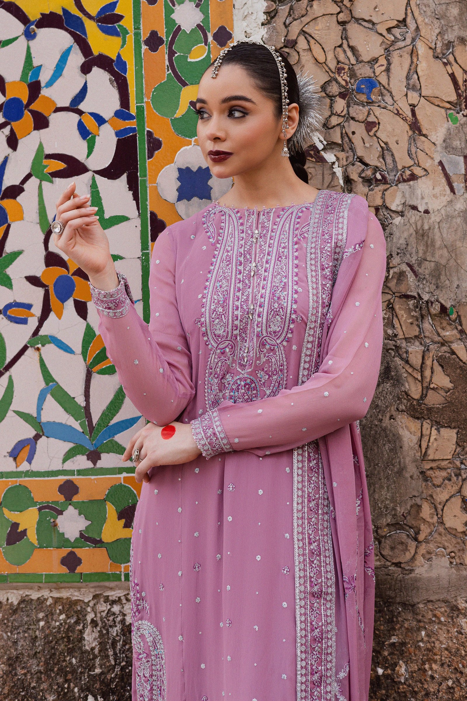 Dusty Salina 3Pc - Festive Luxe Pret BATIKLuxePRET BATIK XS / Mauve / Chiffon & Raw Silk-S / Mauve / Chiffon & Raw Silk-M / Mauve / Chiffon & Raw Silk-L / Mauve / Chiffon & Raw Silk-XL / Mauve / Chiffon & Raw Silk