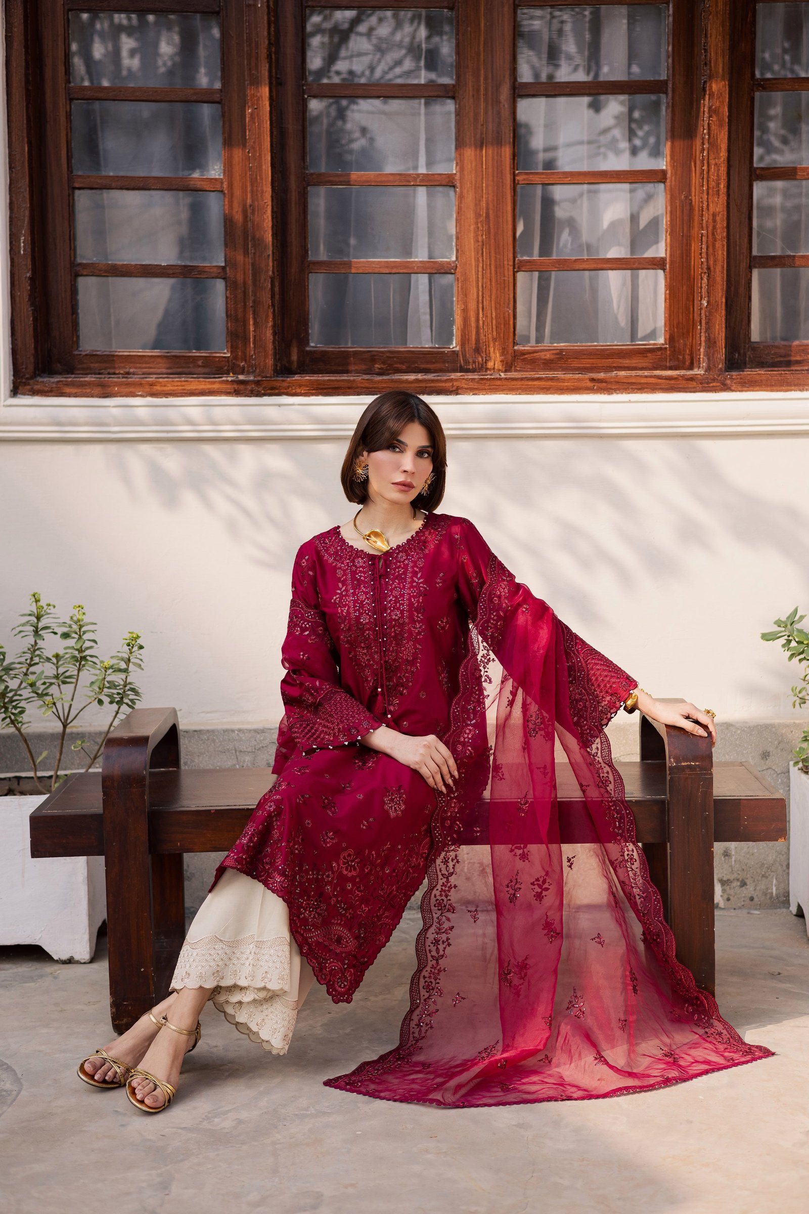 Ecuador 3Pc - Festive Embroidered Lawn BATIKEID2026 BATIK XS / Beet Red / Pima Lawn-S / Beet Red / Pima Lawn-M / Beet Red / Pima Lawn-L / Beet Red / Pima Lawn-XL / Beet Red / Pima Lawn