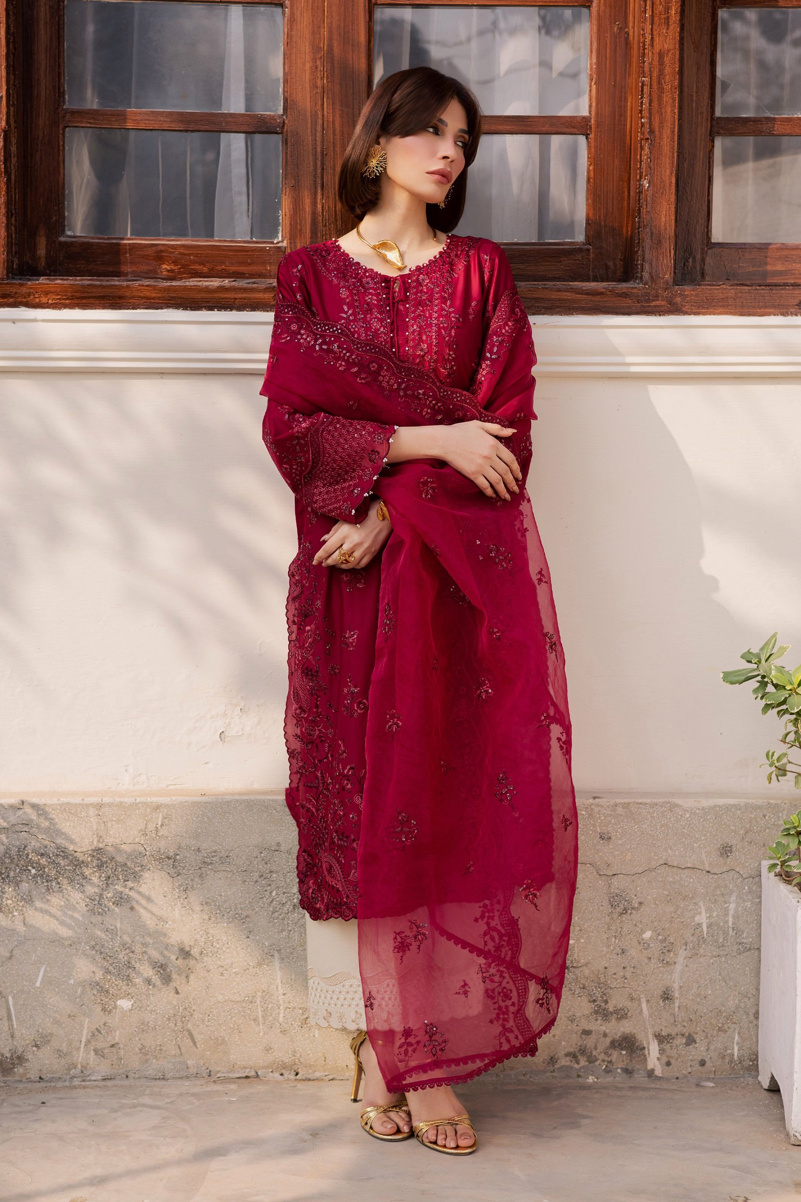 Ecuador 3Pc - Festive Embroidered Lawn BATIKEID2026 BATIK XS / Beet Red / Pima Lawn-S / Beet Red / Pima Lawn-M / Beet Red / Pima Lawn-L / Beet Red / Pima Lawn-XL / Beet Red / Pima Lawn