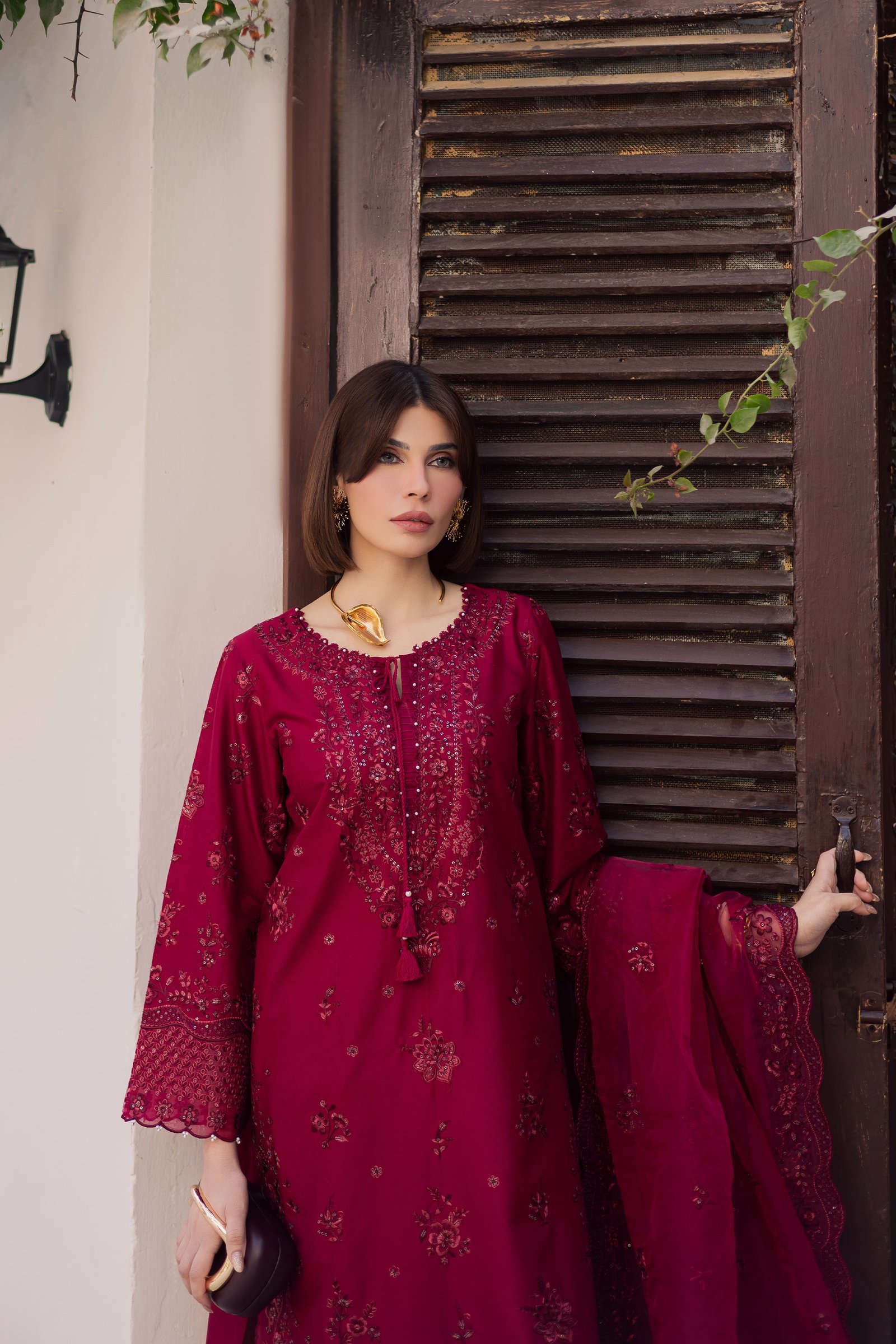 Ecuador 3Pc - Festive Embroidered Lawn BATIKEID2026 BATIK XS / Beet Red / Pima Lawn-S / Beet Red / Pima Lawn-M / Beet Red / Pima Lawn-L / Beet Red / Pima Lawn-XL / Beet Red / Pima Lawn