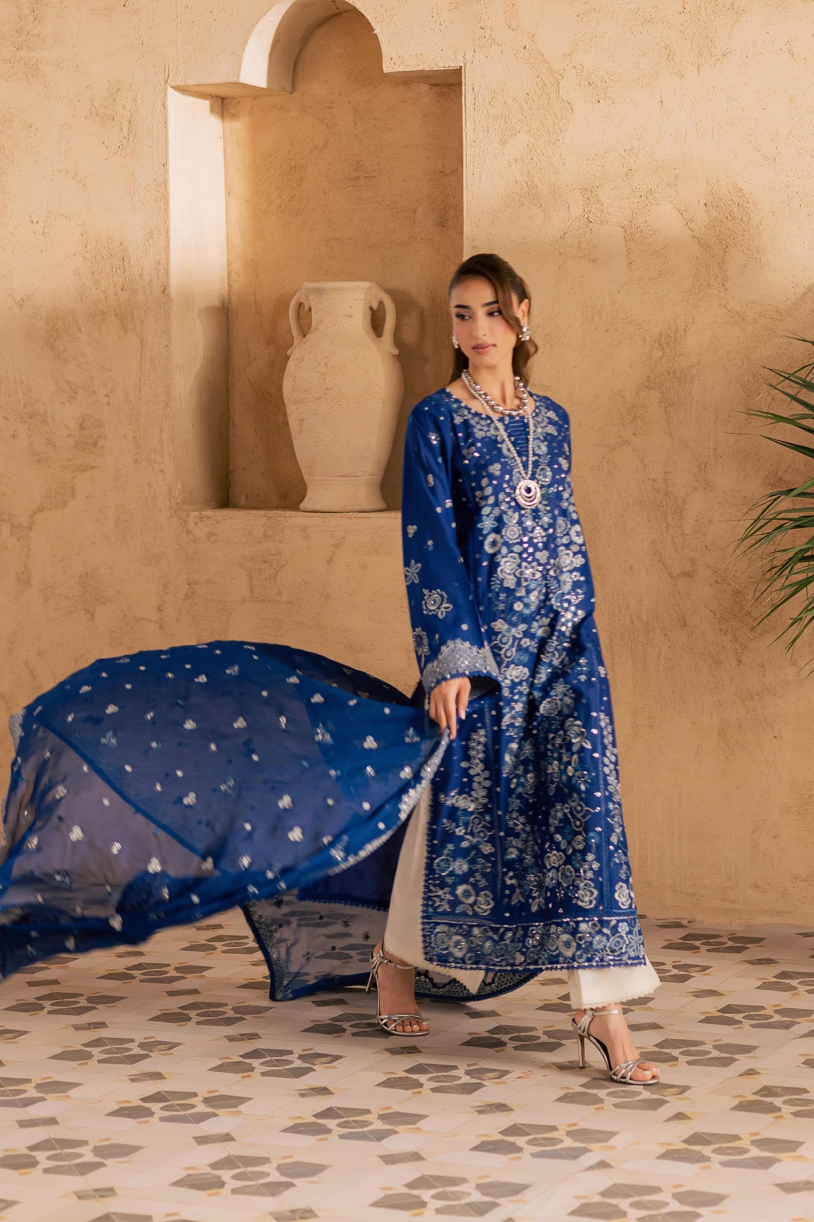 Eirlys 3Pc - Embroidered Festive Pret BATIKSS26 BATIK XS / Electric Blue / Pima Lawn-S / Electric Blue / Pima Lawn-M / Electric Blue / Pima Lawn-L / Electric Blue / Pima Lawn-XL / Electric Blue / Pima Lawn