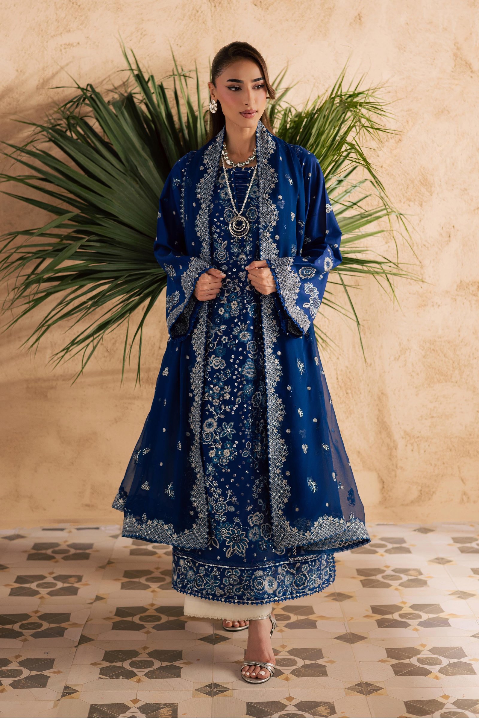 Eirlys 3Pc - Embroidered Festive Pret BATIKSS26 BATIK XS / Electric Blue / Pima Lawn-S / Electric Blue / Pima Lawn-M / Electric Blue / Pima Lawn-L / Electric Blue / Pima Lawn-XL / Electric Blue / Pima Lawn
