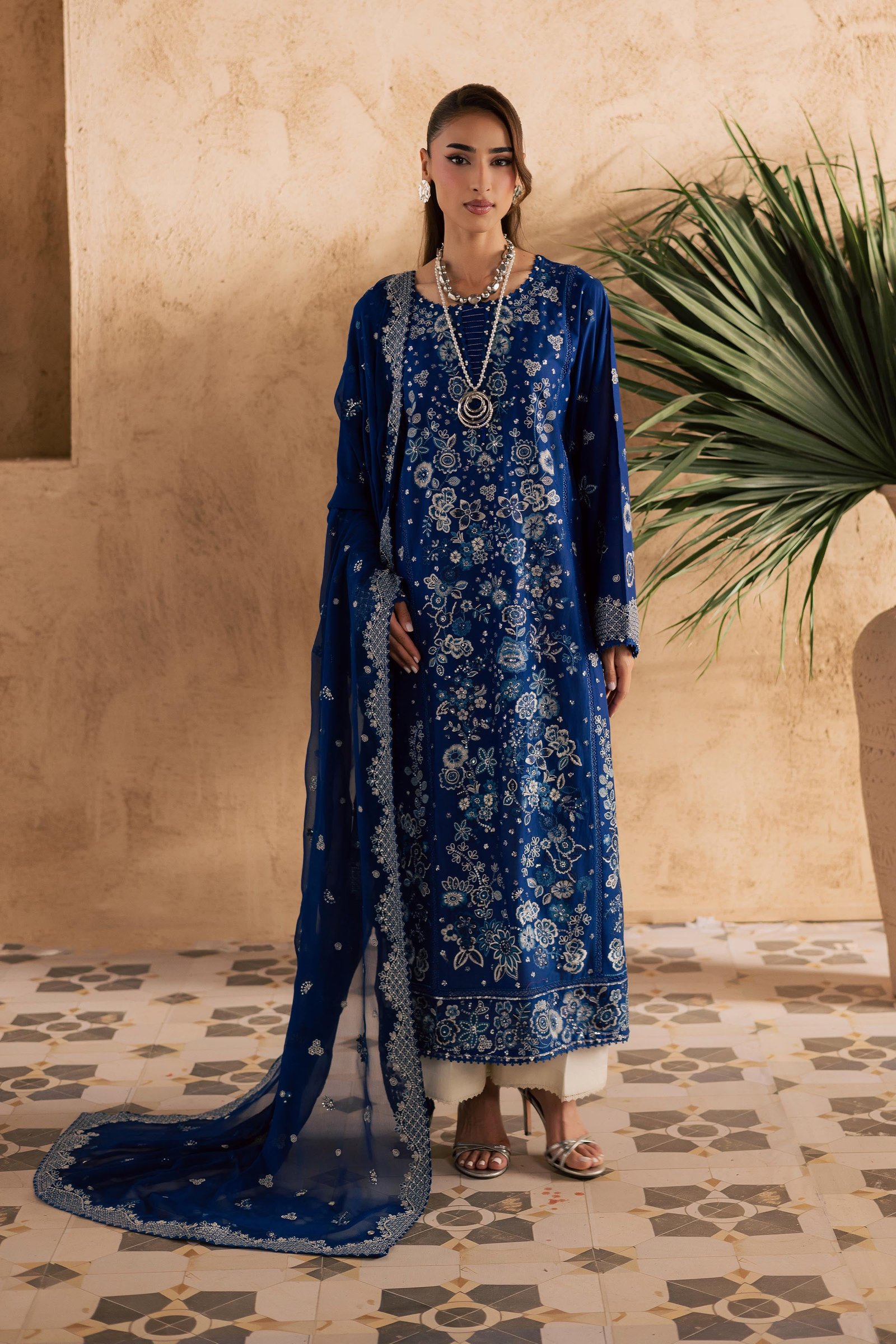 Eirlys 3Pc - Embroidered Festive Pret BATIKSS26 BATIK XS / Electric Blue / Pima Lawn-S / Electric Blue / Pima Lawn-M / Electric Blue / Pima Lawn-L / Electric Blue / Pima Lawn-XL / Electric Blue / Pima Lawn