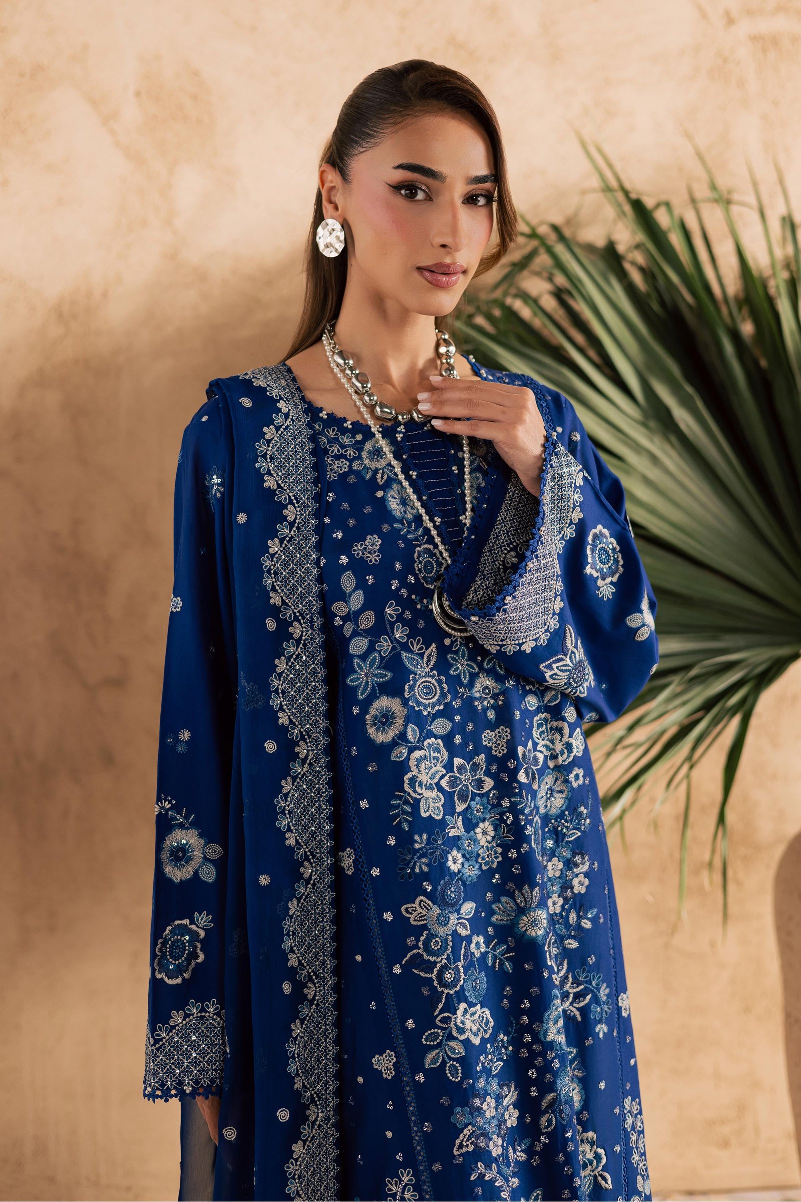 Eirlys 3Pc - Embroidered Festive Pret BATIKSS26 BATIK XS / Electric Blue / Pima Lawn-S / Electric Blue / Pima Lawn-M / Electric Blue / Pima Lawn-L / Electric Blue / Pima Lawn-XL / Electric Blue / Pima Lawn