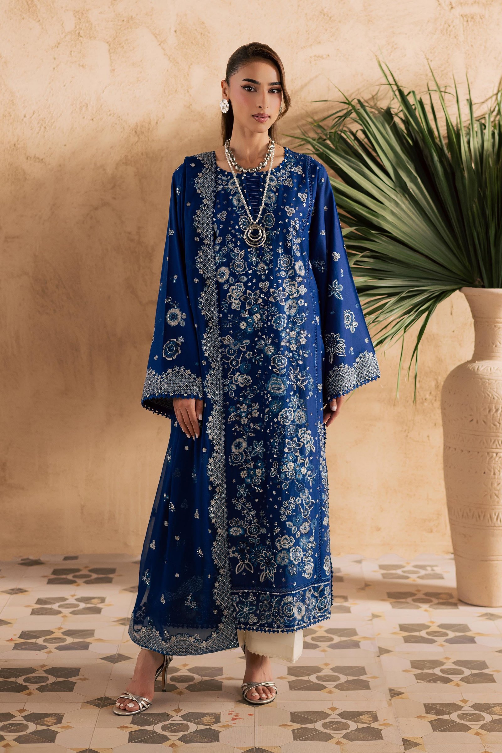 Eirlys 3Pc - Embroidered Festive Pret BATIKSS26 BATIK XS / Electric Blue / Pima Lawn-S / Electric Blue / Pima Lawn-M / Electric Blue / Pima Lawn-L / Electric Blue / Pima Lawn-XL / Electric Blue / Pima Lawn