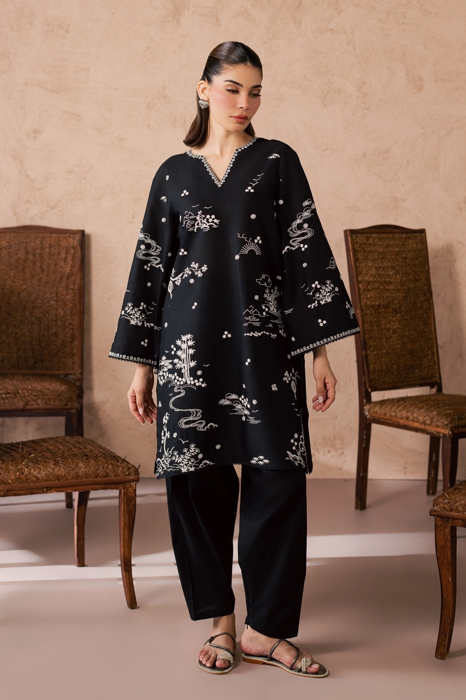 Elan 2Pc - Embroidered Lawn Dress EverydayEdit26 BATIK XS / Black / Pima Lawn-S / Black / Pima Lawn-M / Black / Pima Lawn-L / Black / Pima Lawn-XL / Black / Pima Lawn