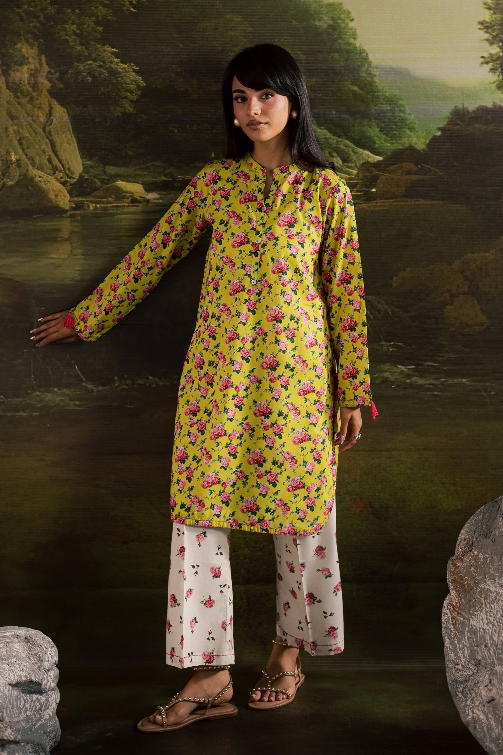 Elieen 2Pc - Printed Lawn Dress BATIKSS26 BATIK XS / Green / Lawn-S / Green / Lawn-M / Green / Lawn-L / Green / Lawn-XL / Green / Lawn