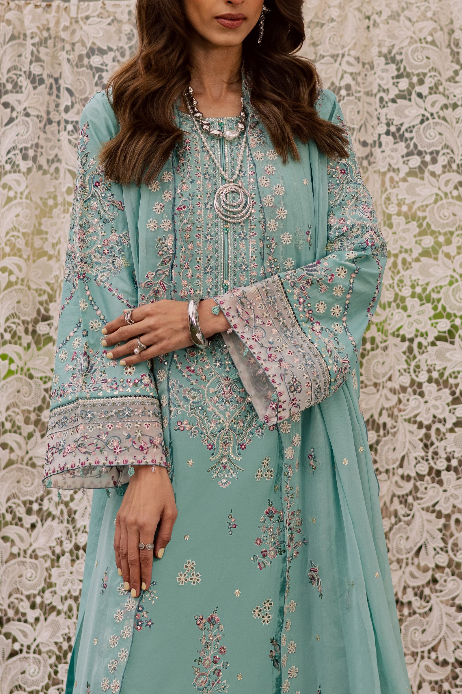 Emerald Toska 3Pc - Festive Embroidered Lawn BATIKEID2026 BATIK XS / Emerald / Pima Lawn-S / Emerald / Pima Lawn-M / Emerald / Pima Lawn-L / Emerald / Pima Lawn-XL / Emerald / Pima Lawn