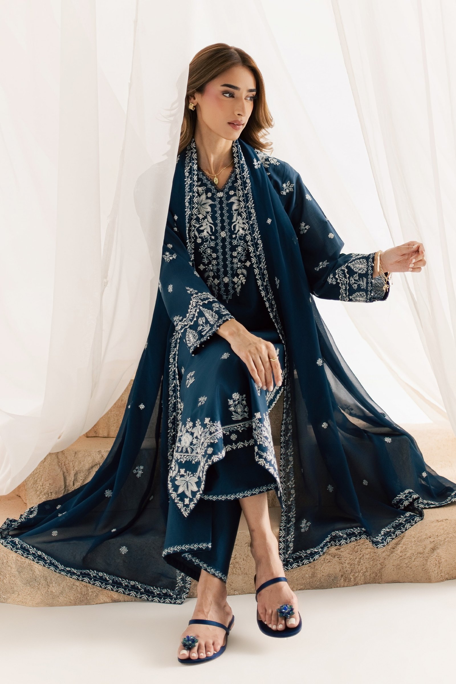  Esaam 3Pc - Embroidered Lawn Dress EverydayEdit26  BATIK   XS / Space Blue / Pima Lawn-S / Space Blue / Pima Lawn-M / Space Blue / Pima Lawn-L / Space Blue / Pima Lawn-XL / Space Blue / Pima Lawn