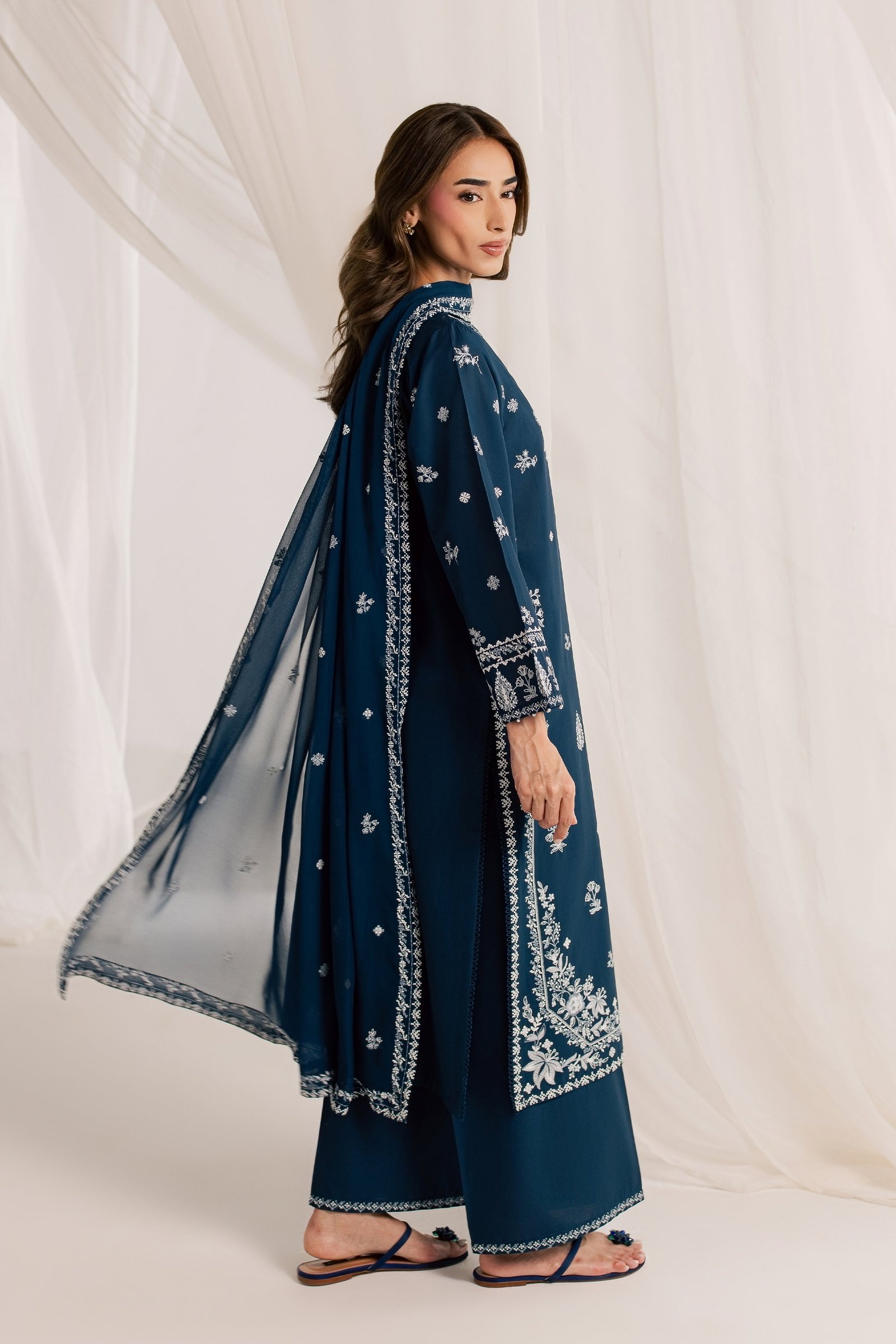 Esaam 3Pc - Embroidered Lawn Dress EverydayEdit26 BATIK XS / Space Blue / Pima Lawn-S / Space Blue / Pima Lawn-M / Space Blue / Pima Lawn-L / Space Blue / Pima Lawn-XL / Space Blue / Pima Lawn
